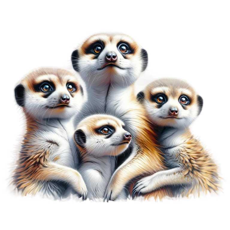 Four meerkats on a white background vinyl sticker