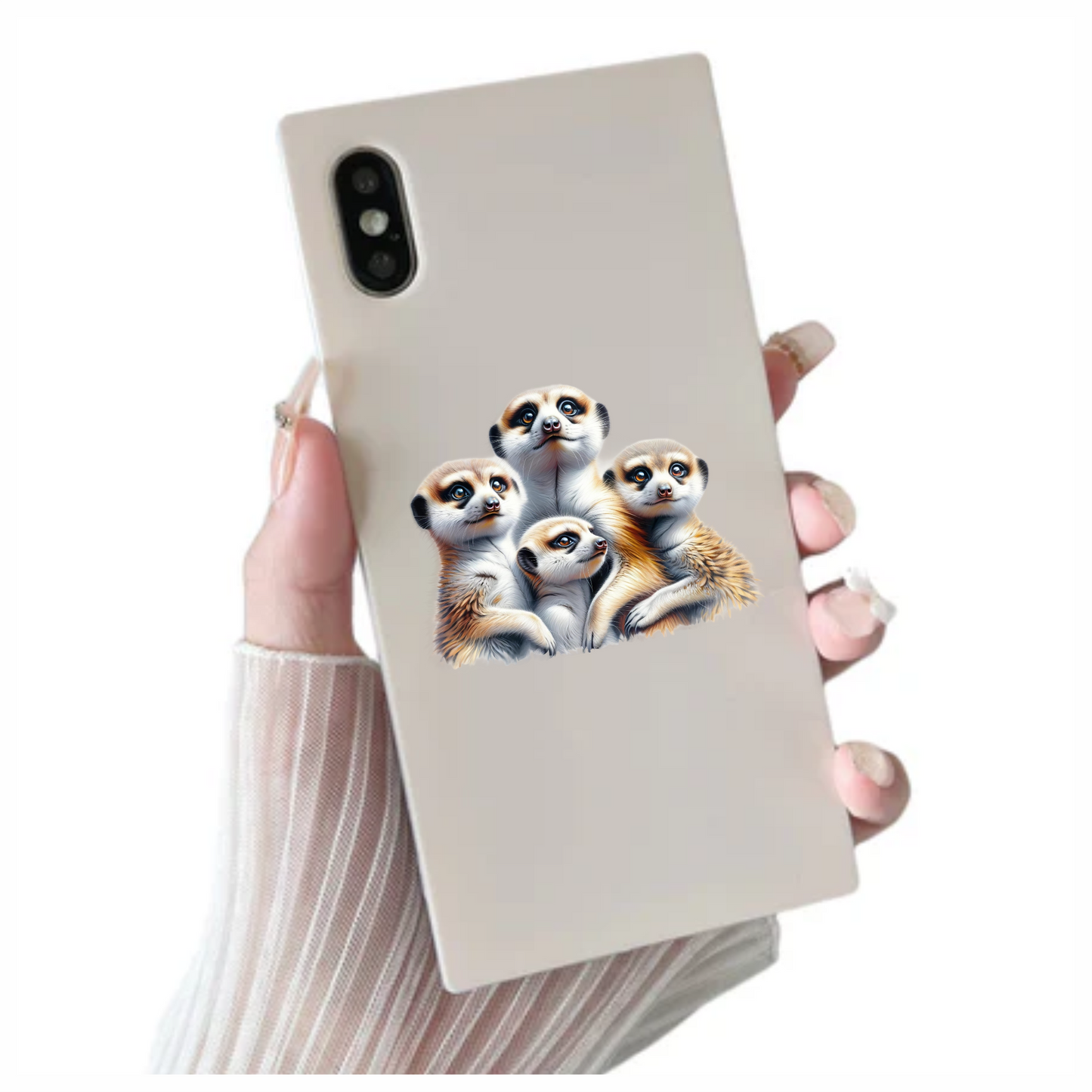 Brown Meerkat Family Group Together Vinyl Sticker Decal.