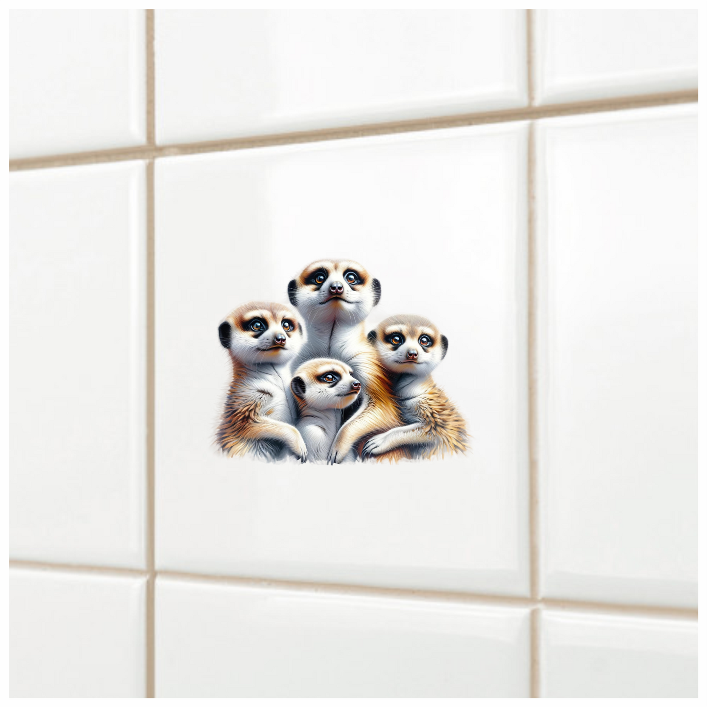 Brown Meerkat Family Group Together Vinyl Sticker Decal.