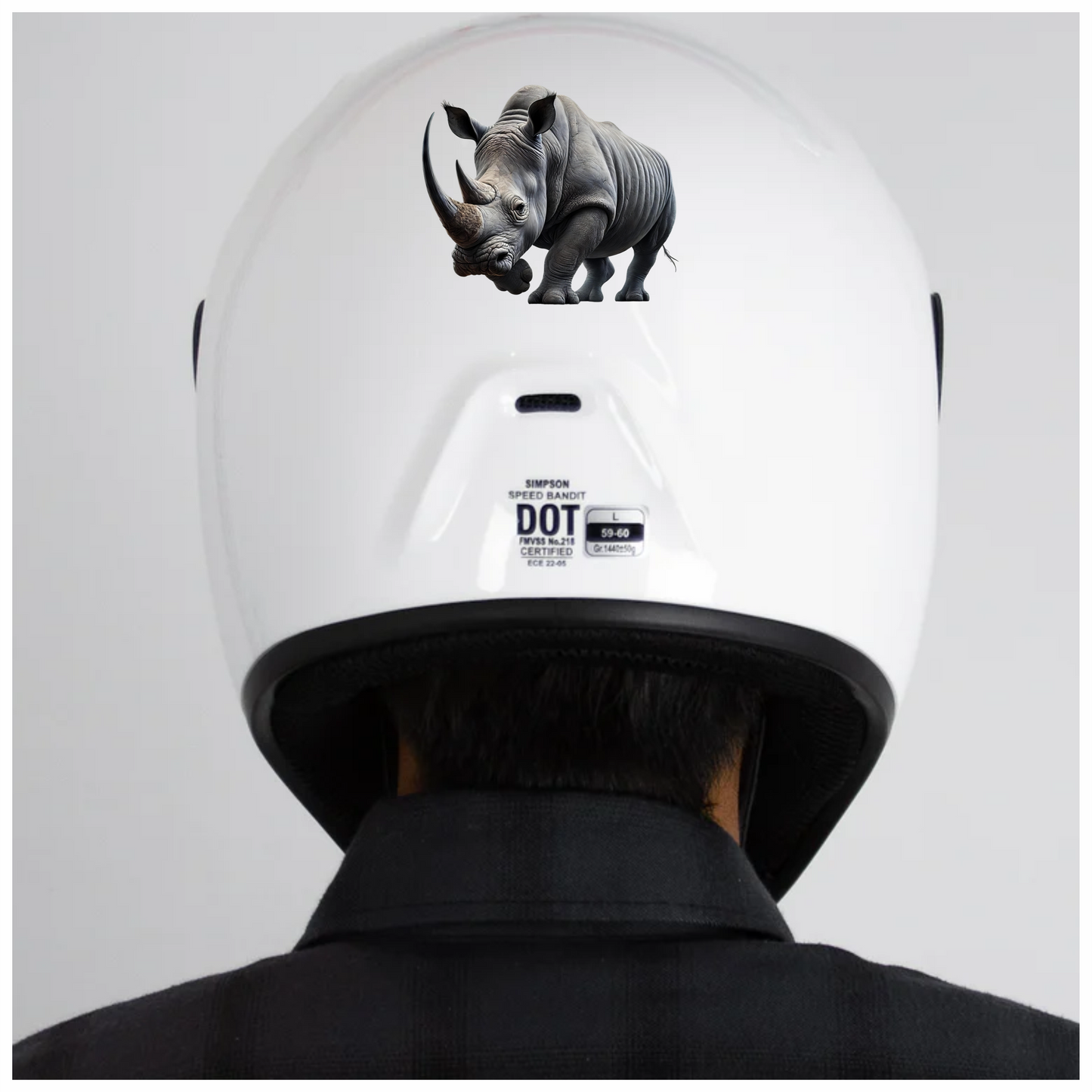 White Rhinoceros Strong Animal Vinyl Sticker Decal.