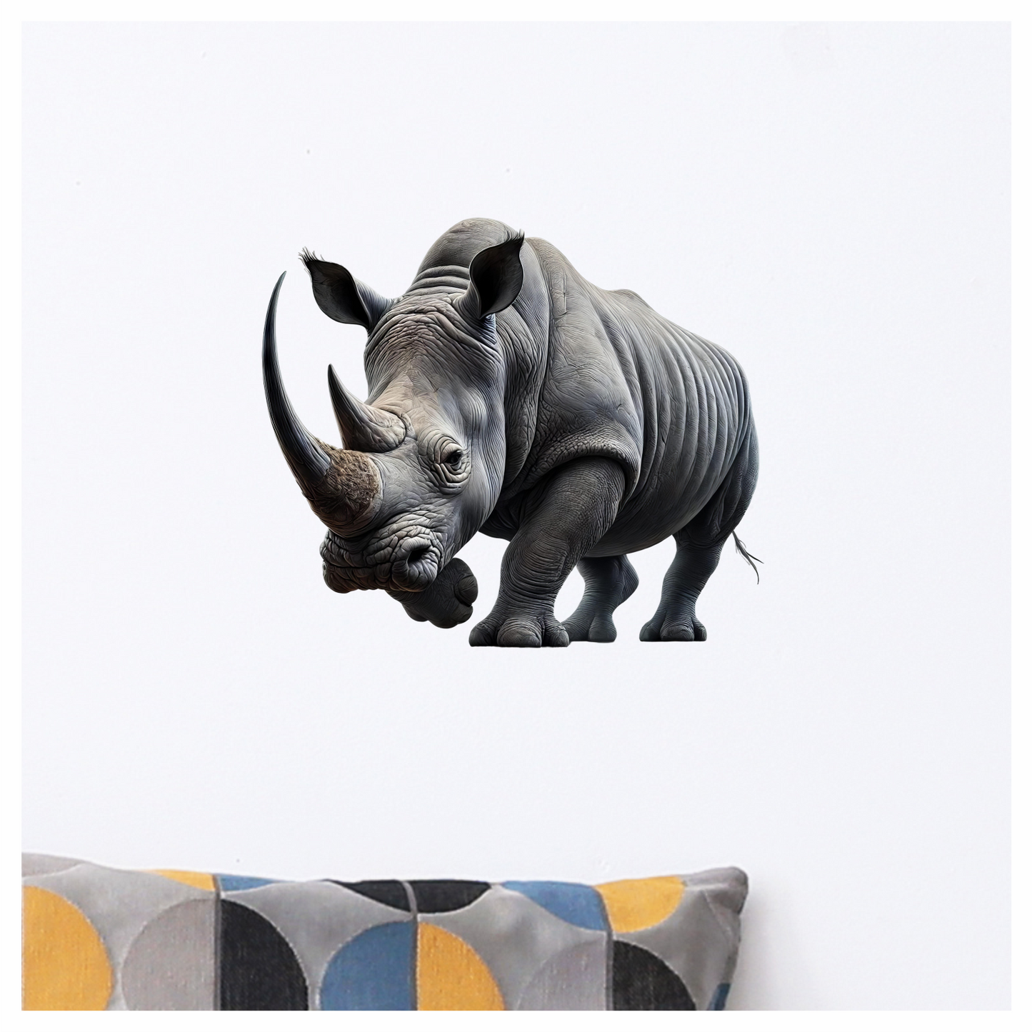 White Rhinoceros Strong Animal Vinyl Sticker Decal.