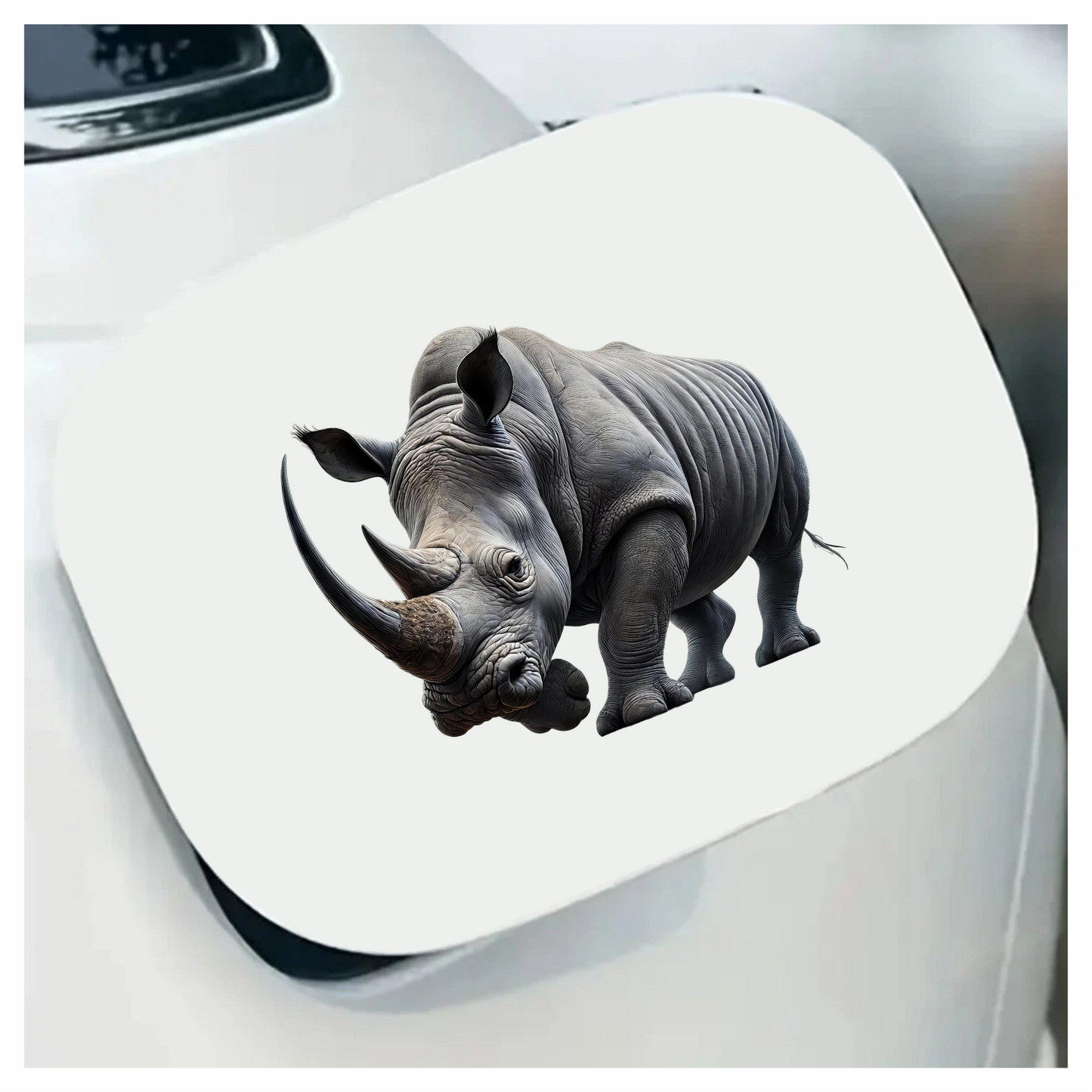 White Rhinoceros Strong Animal Vinyl Sticker Decal.