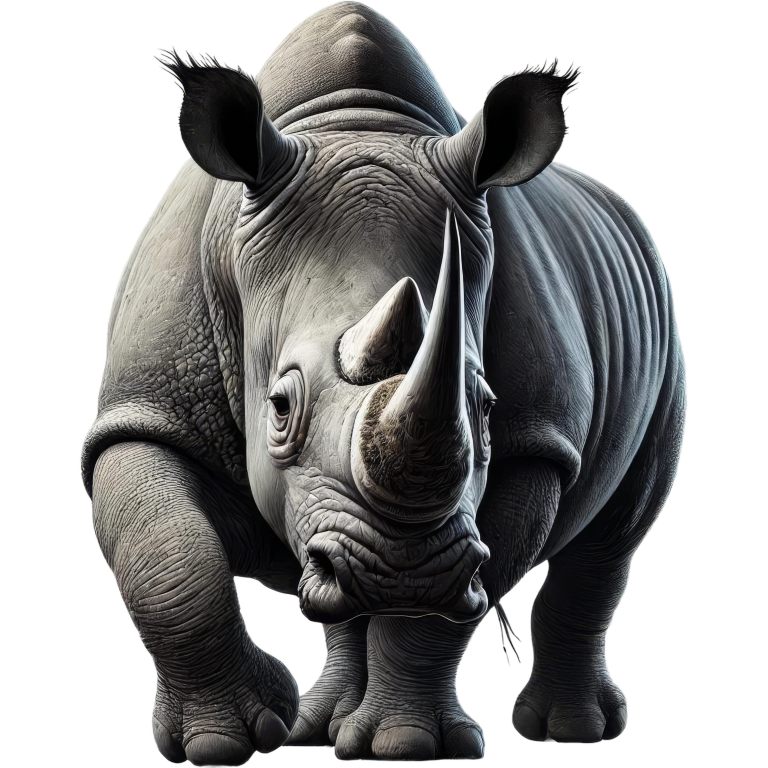 Gray rhinoceros on a white background vinyl sticker.