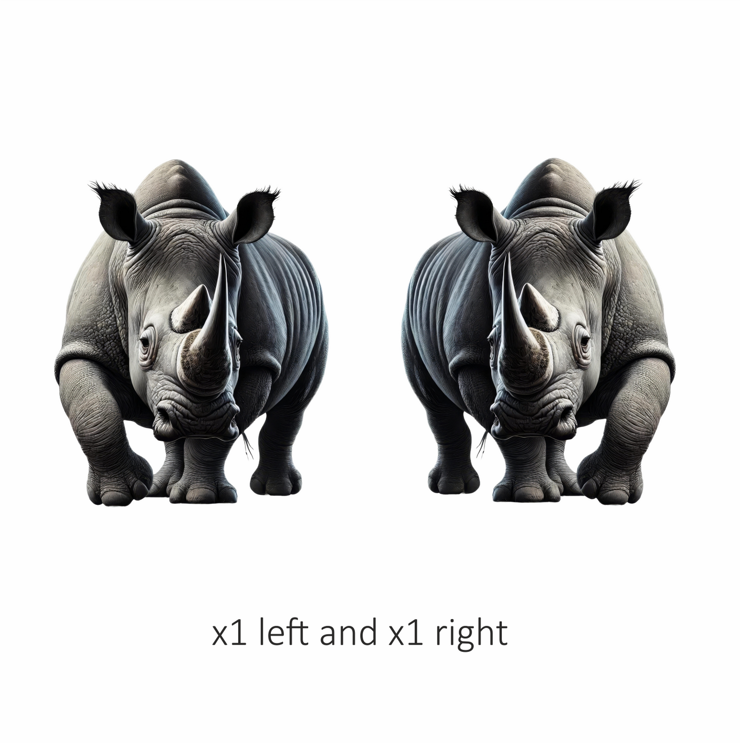 Grey White Rhinoceros Strong Walk Vinyl Sticker Decal.