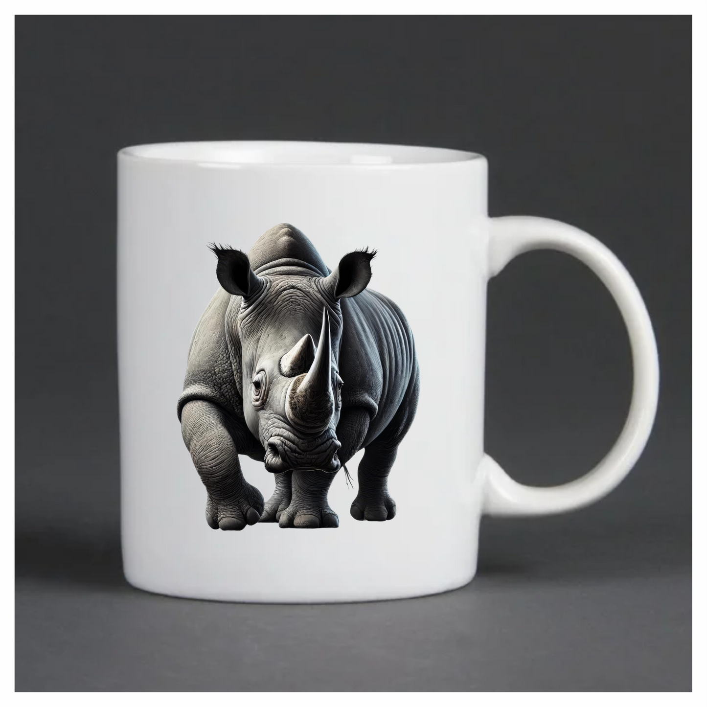 Grey White Rhinoceros Strong Walk Vinyl Sticker Decal.