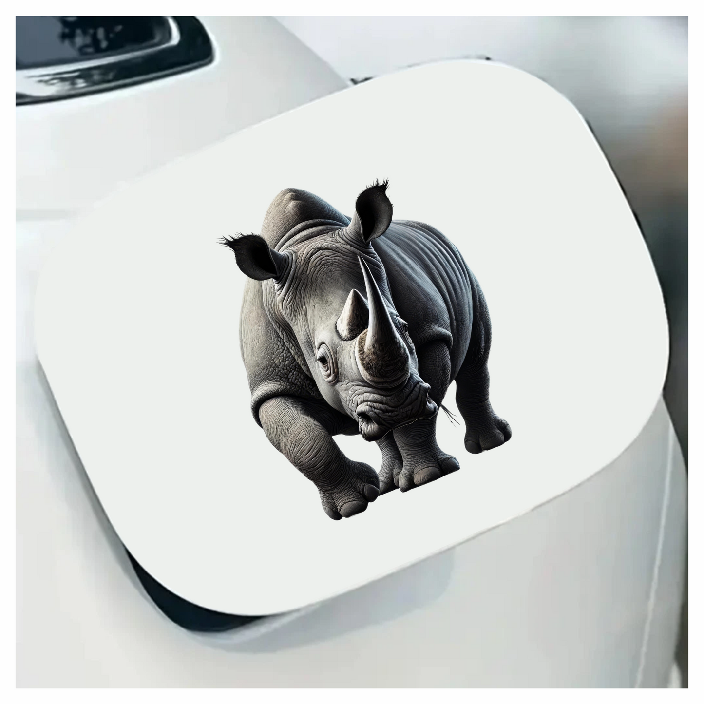 Grey White Rhinoceros Strong Walk Vinyl Sticker Decal.