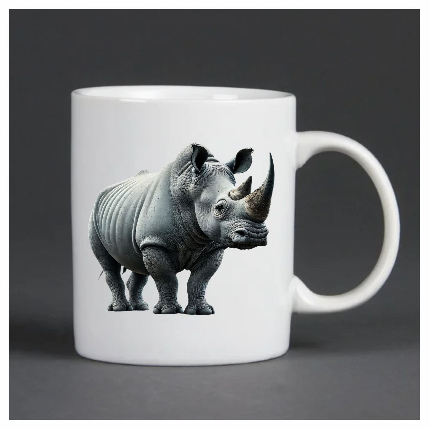White Rhinoceros Standing Strong Vinyl Sticker Decal.