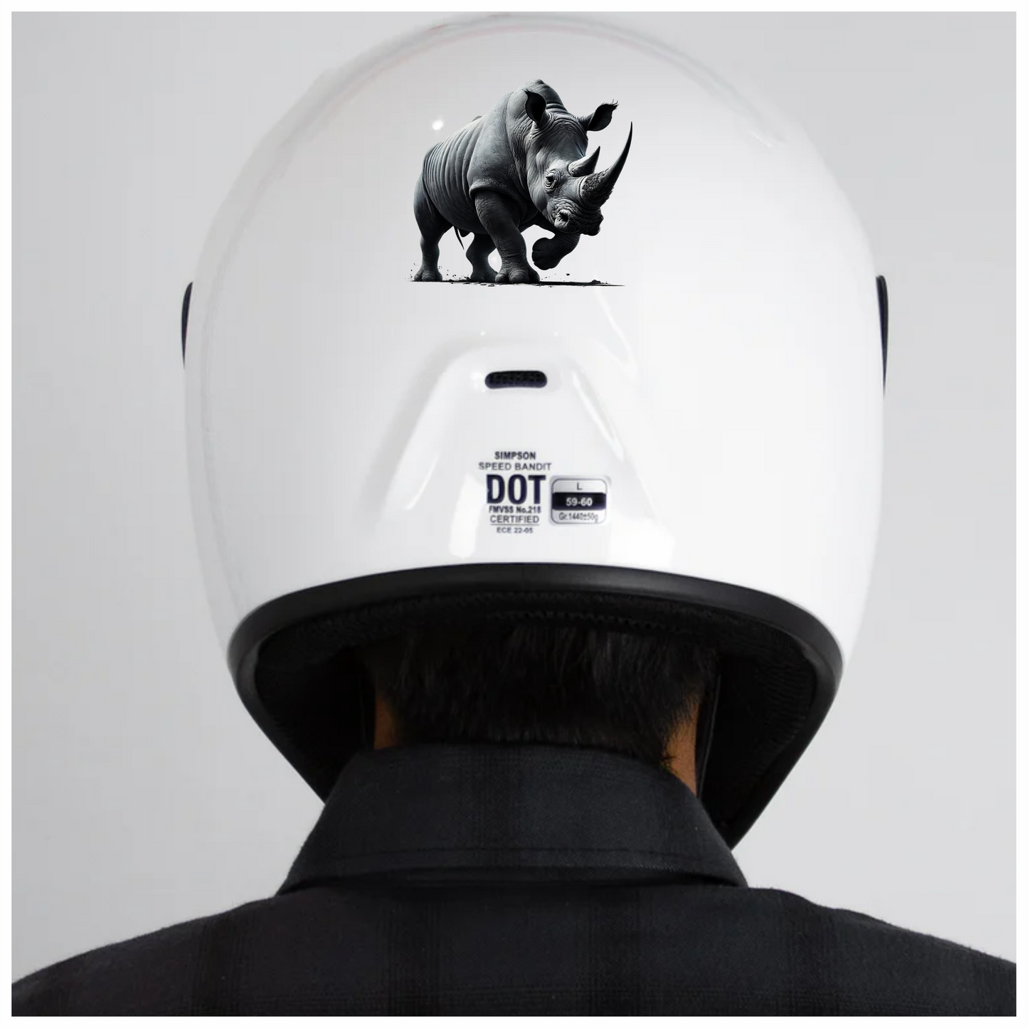 White Rhinoceros Strong Stance Vinyl Sticker Decal.