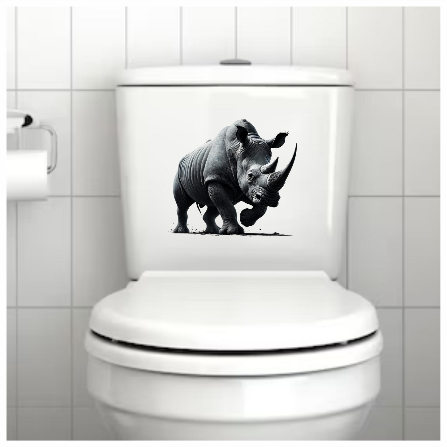 White Rhinoceros Strong Stance Vinyl Sticker Decal.