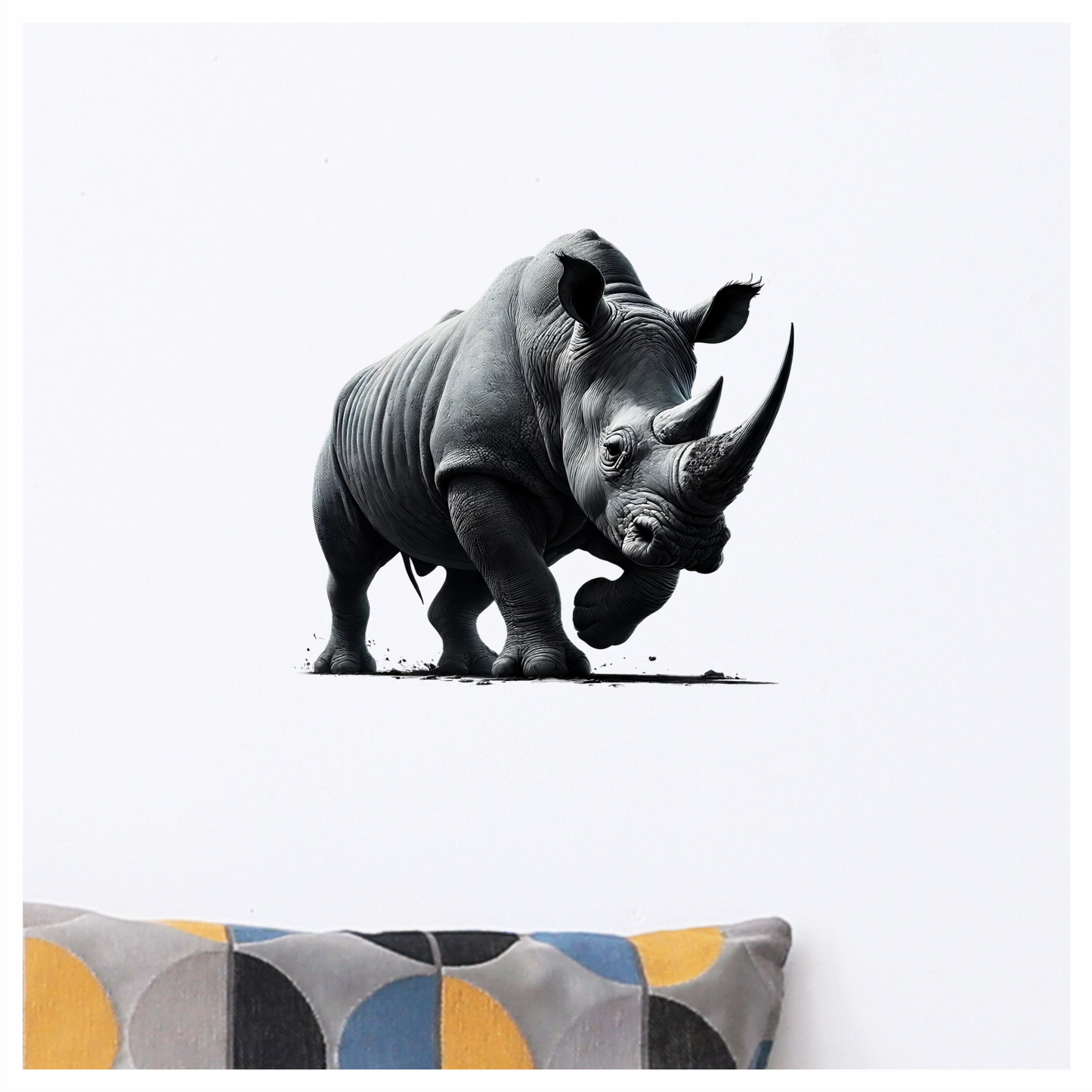 White Rhinoceros Strong Stance Vinyl Sticker Decal.