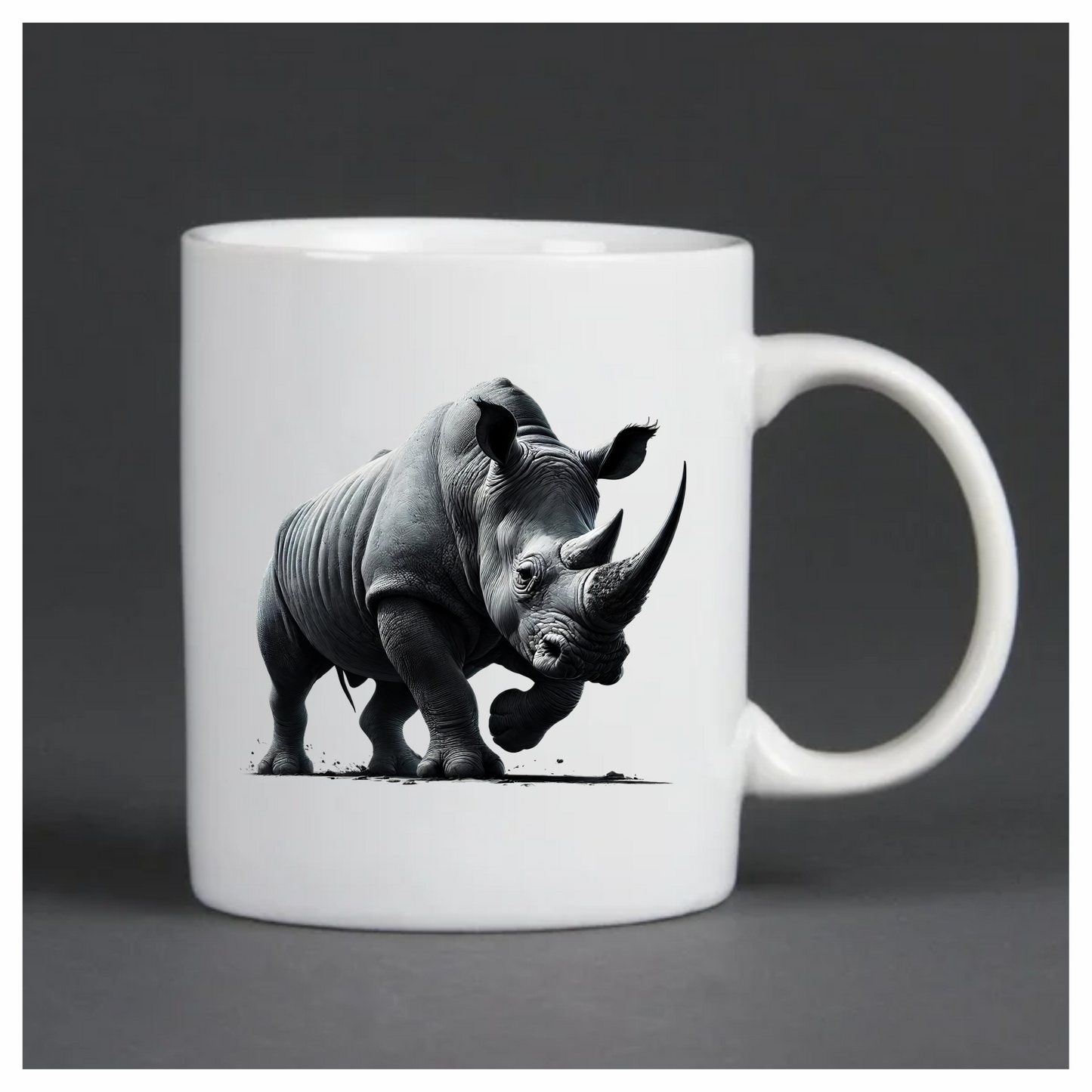 White Rhinoceros Strong Stance Vinyl Sticker Decal.
