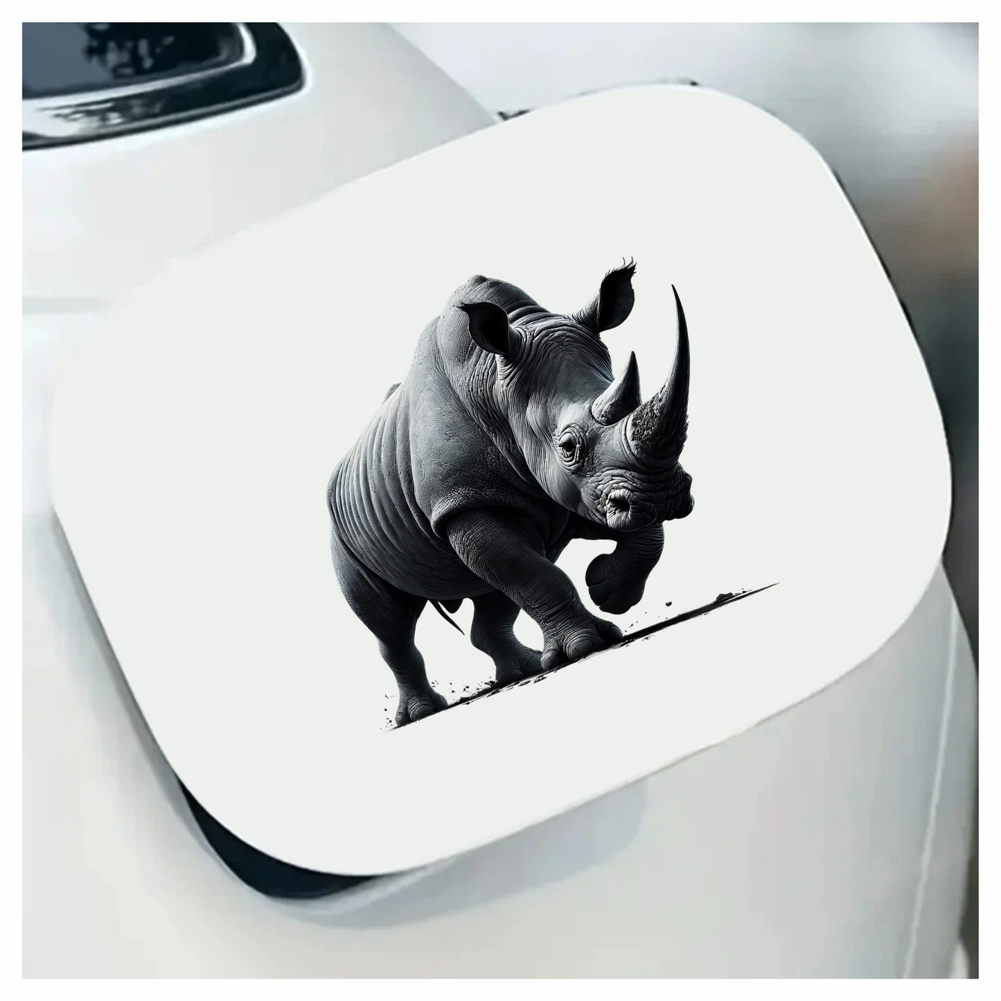White Rhinoceros Strong Stance Vinyl Sticker Decal.