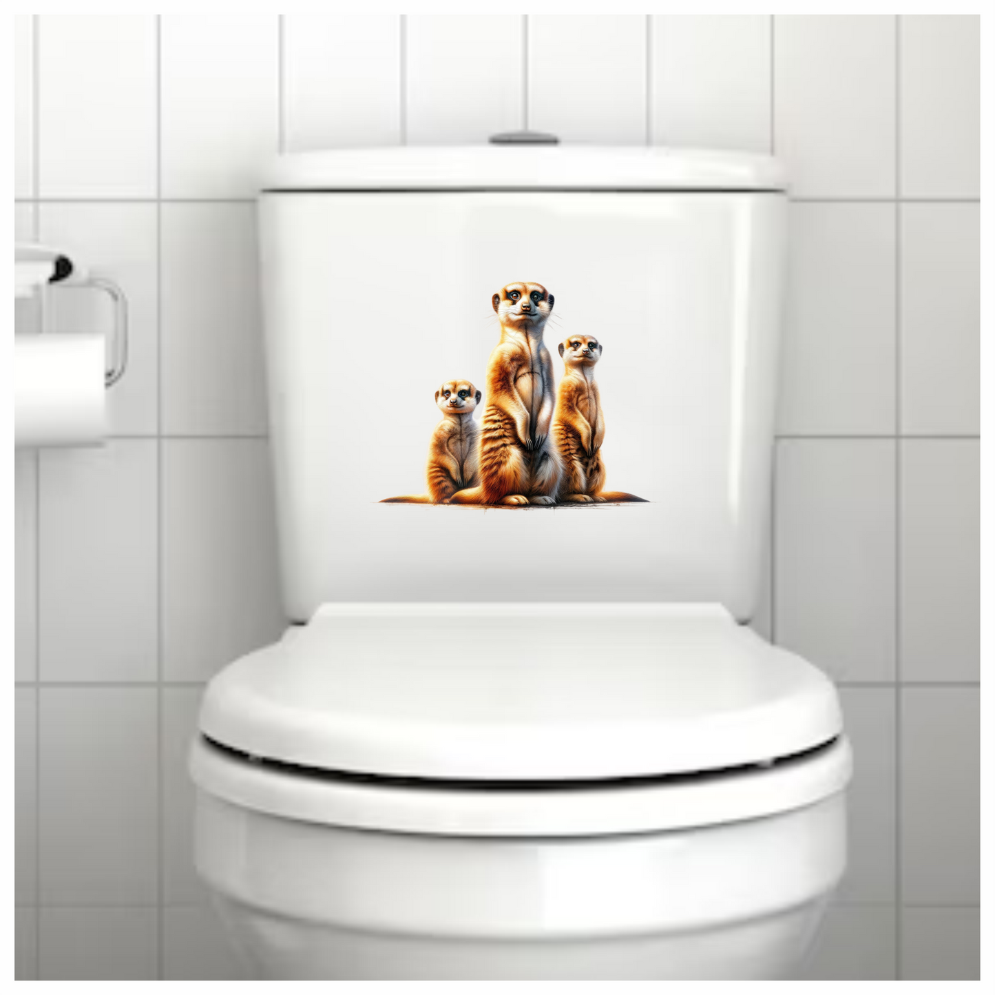 Three Meerkats Standing Together Brown Vinyl Sticker Decal.