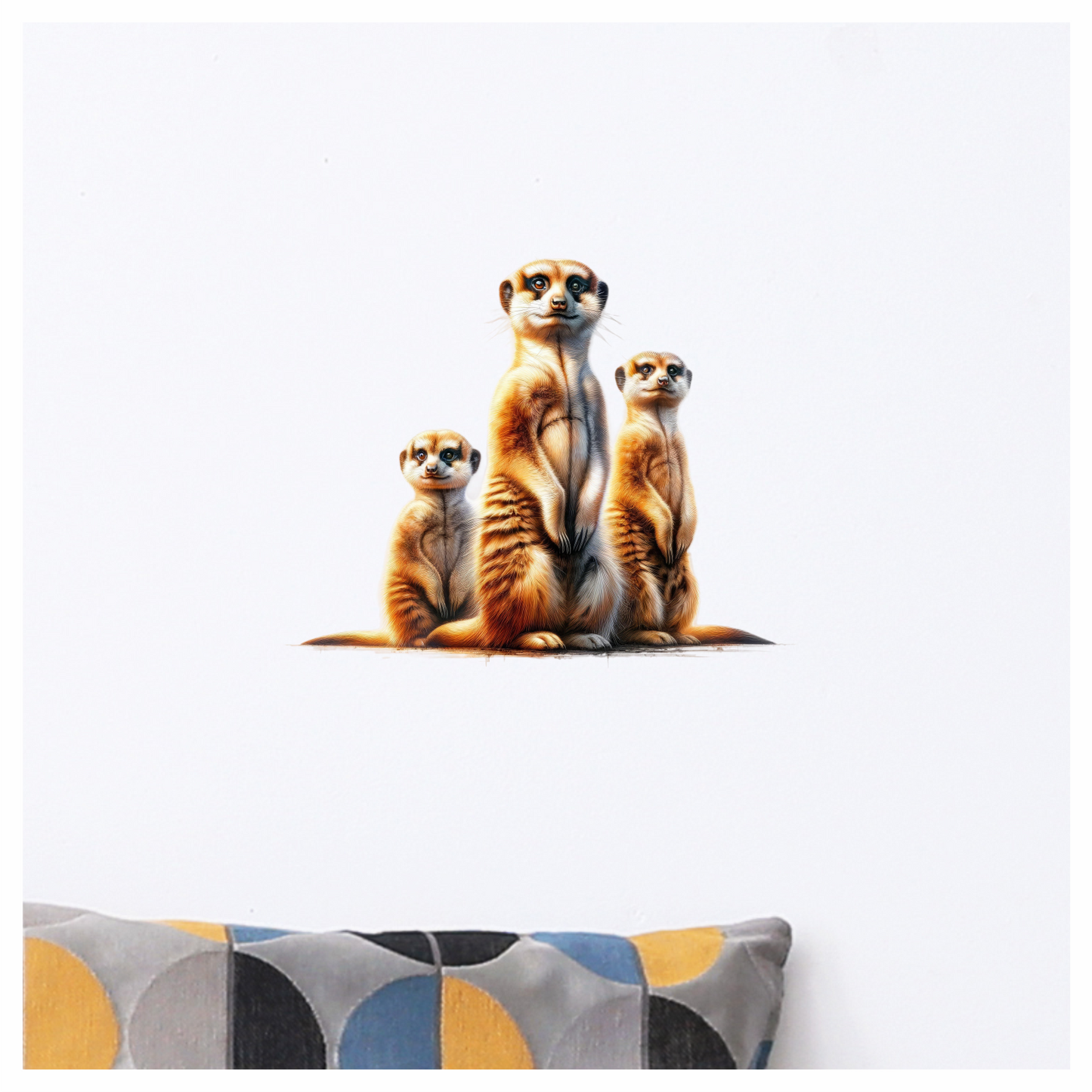 Three Meerkats Standing Together Brown Vinyl Sticker Decal.