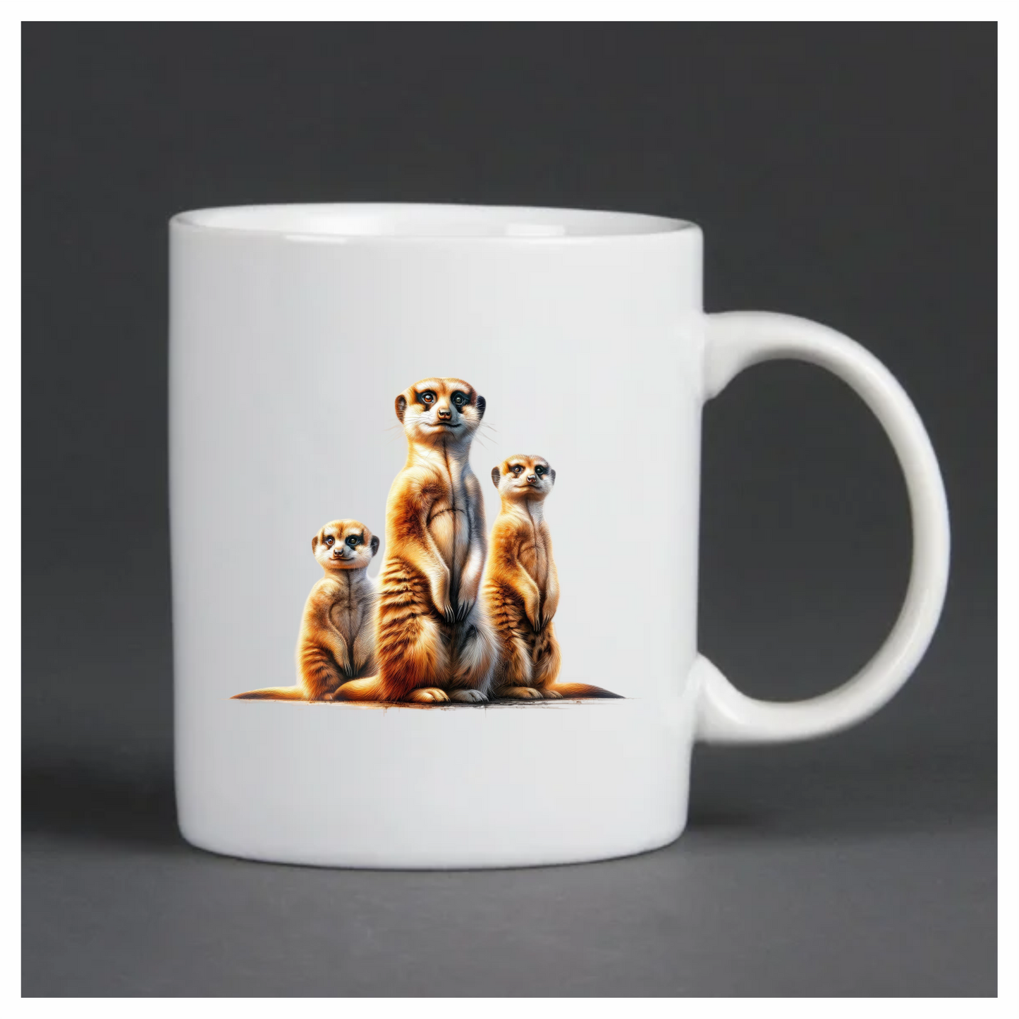 Three Meerkats Standing Together Brown Vinyl Sticker Decal.
