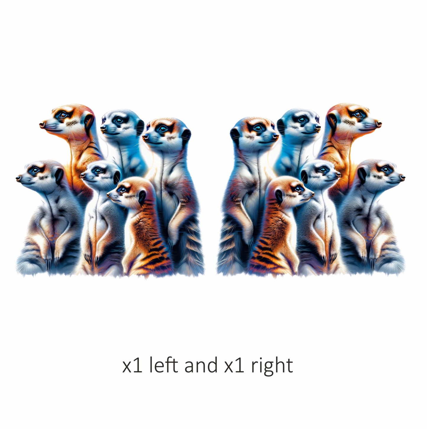 Six Meerkats Standing Together Orange Vinyl Sticker Decal.