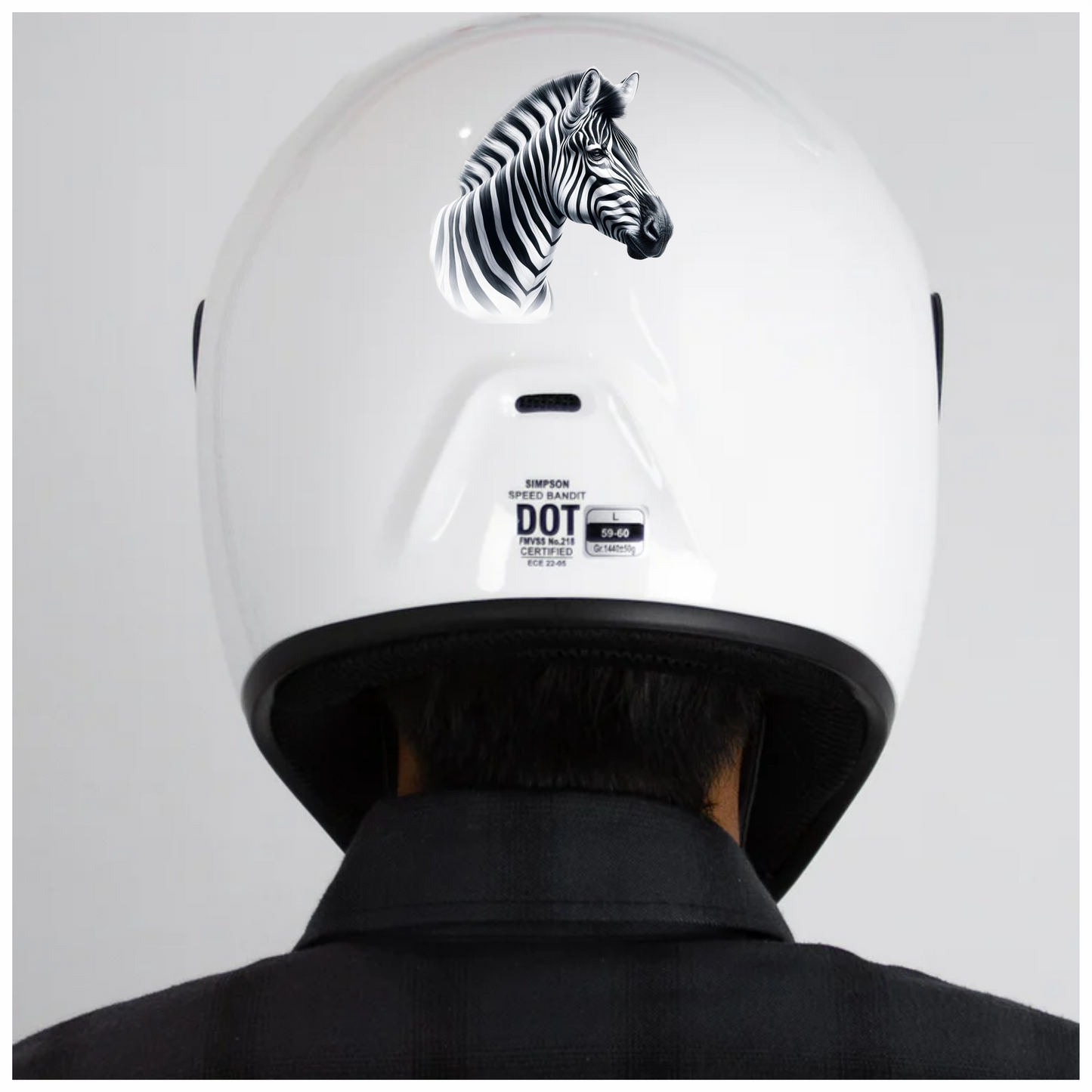 Zebra Head Black White Plains Vinyl Sticker Decal.