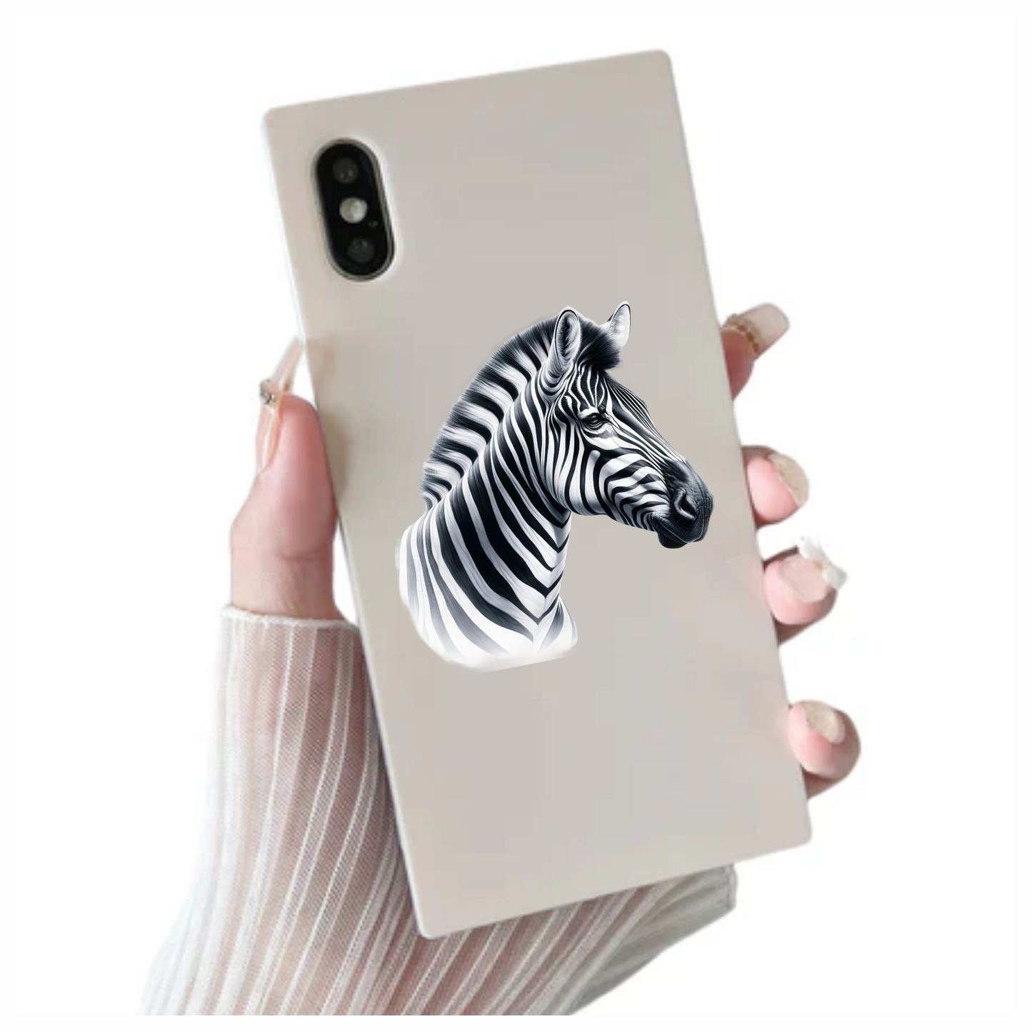 Zebra Head Black White Plains Vinyl Sticker Decal.