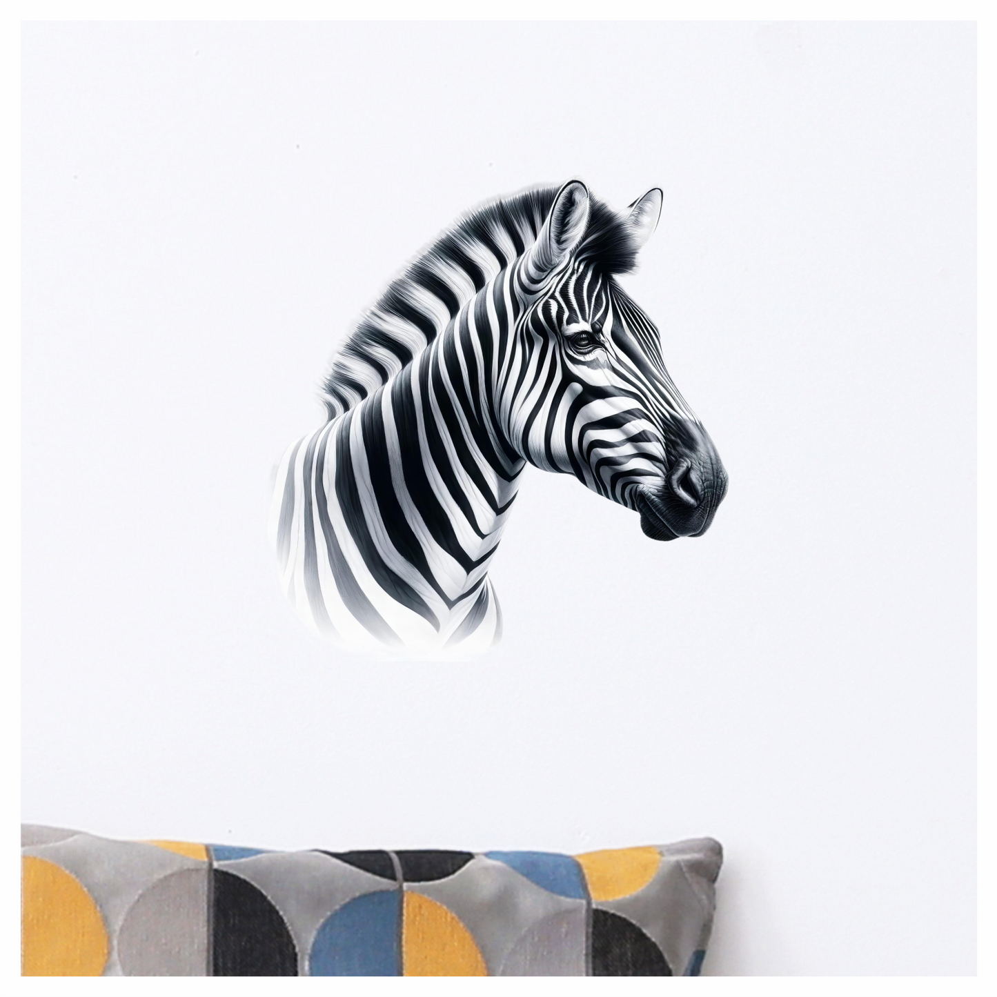 Zebra Head Black White Plains Vinyl Sticker Decal.
