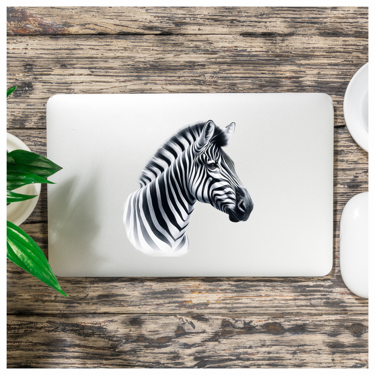 Zebra Head Black White Plains Vinyl Sticker Decal.
