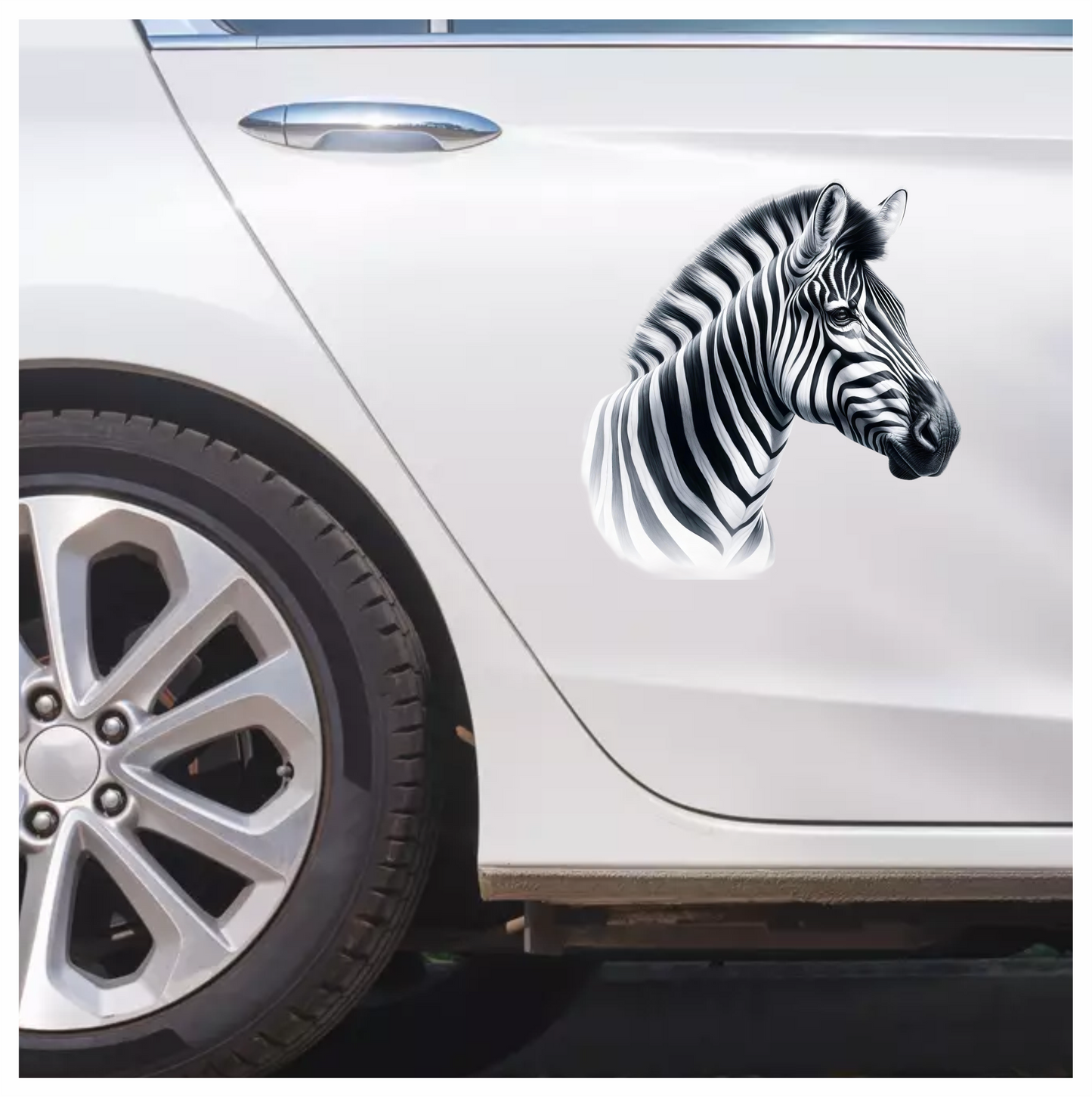 Zebra Head Black White Plains Vinyl Sticker Decal.
