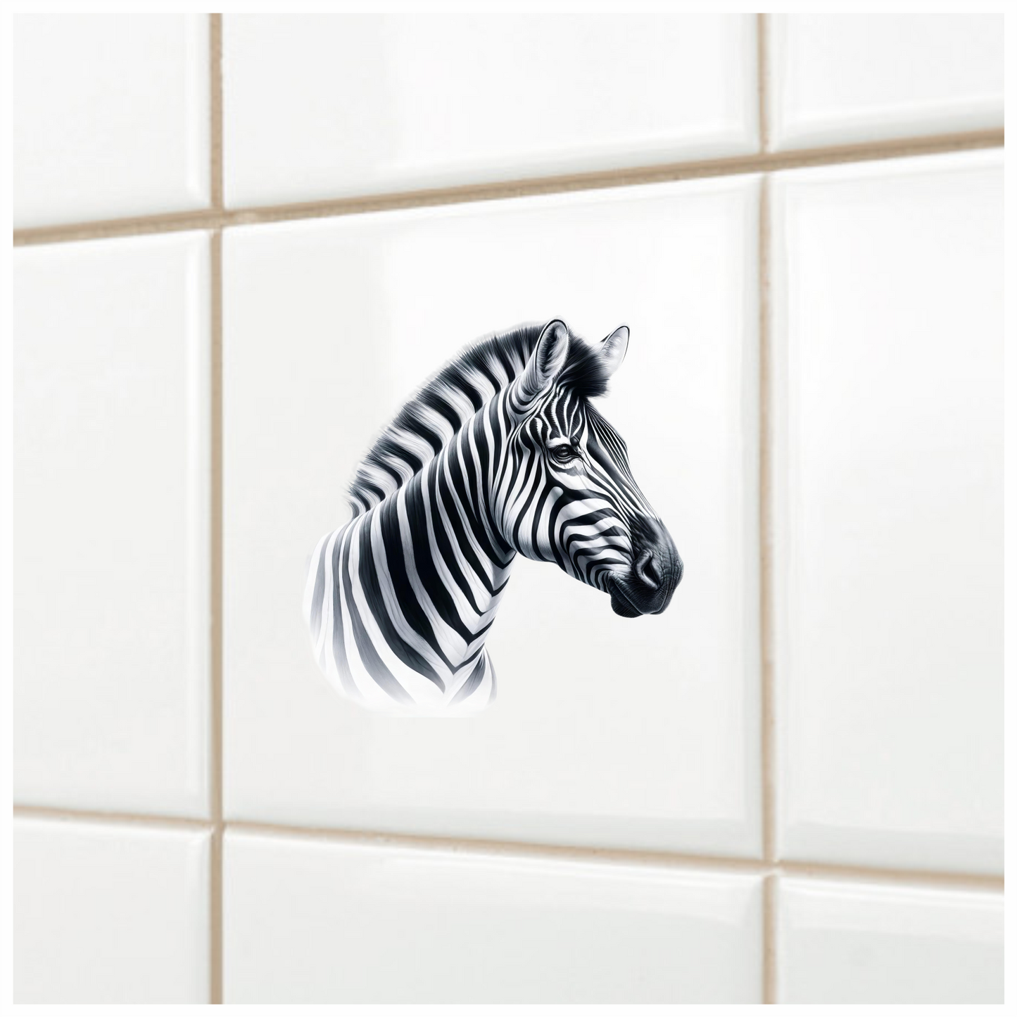 Zebra Head Black White Plains Vinyl Sticker Decal.