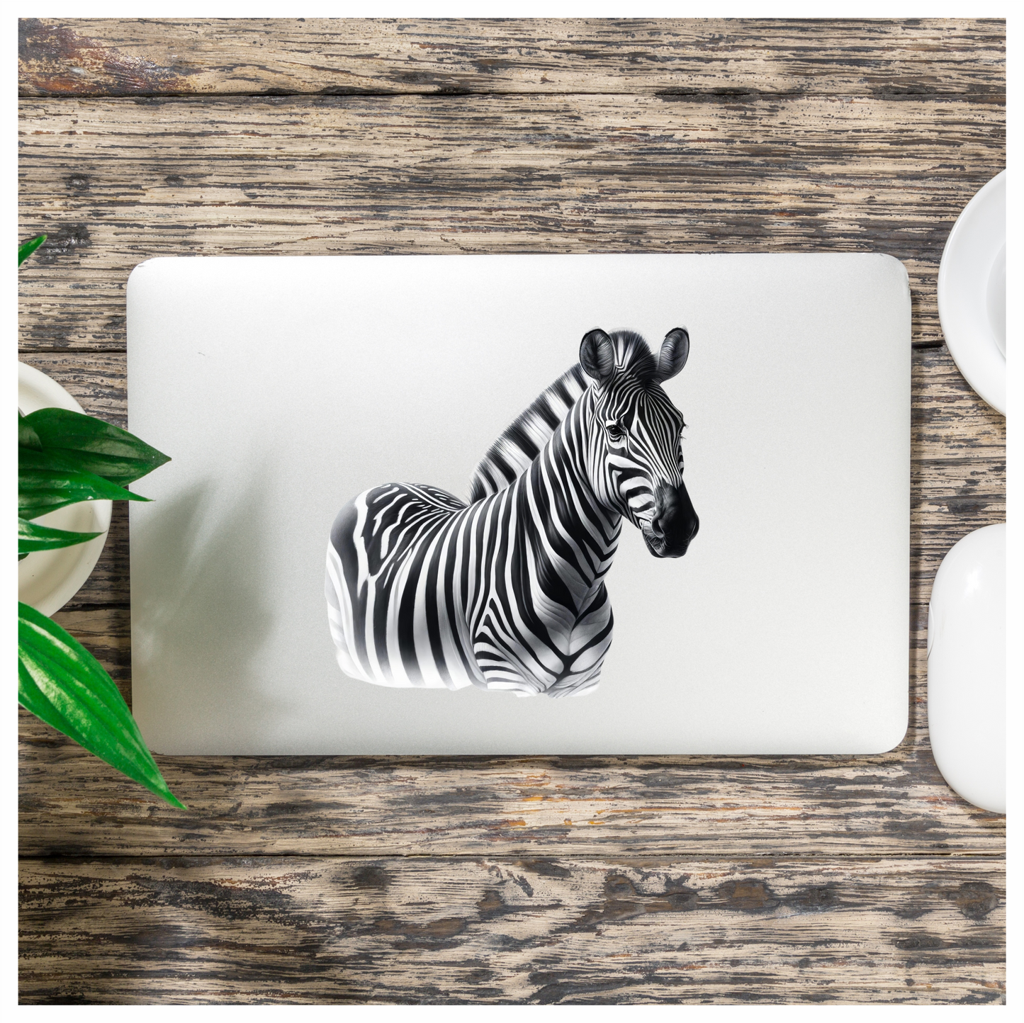 Zebra With Black Stripes Plains Vinyl Sticker Decal.
