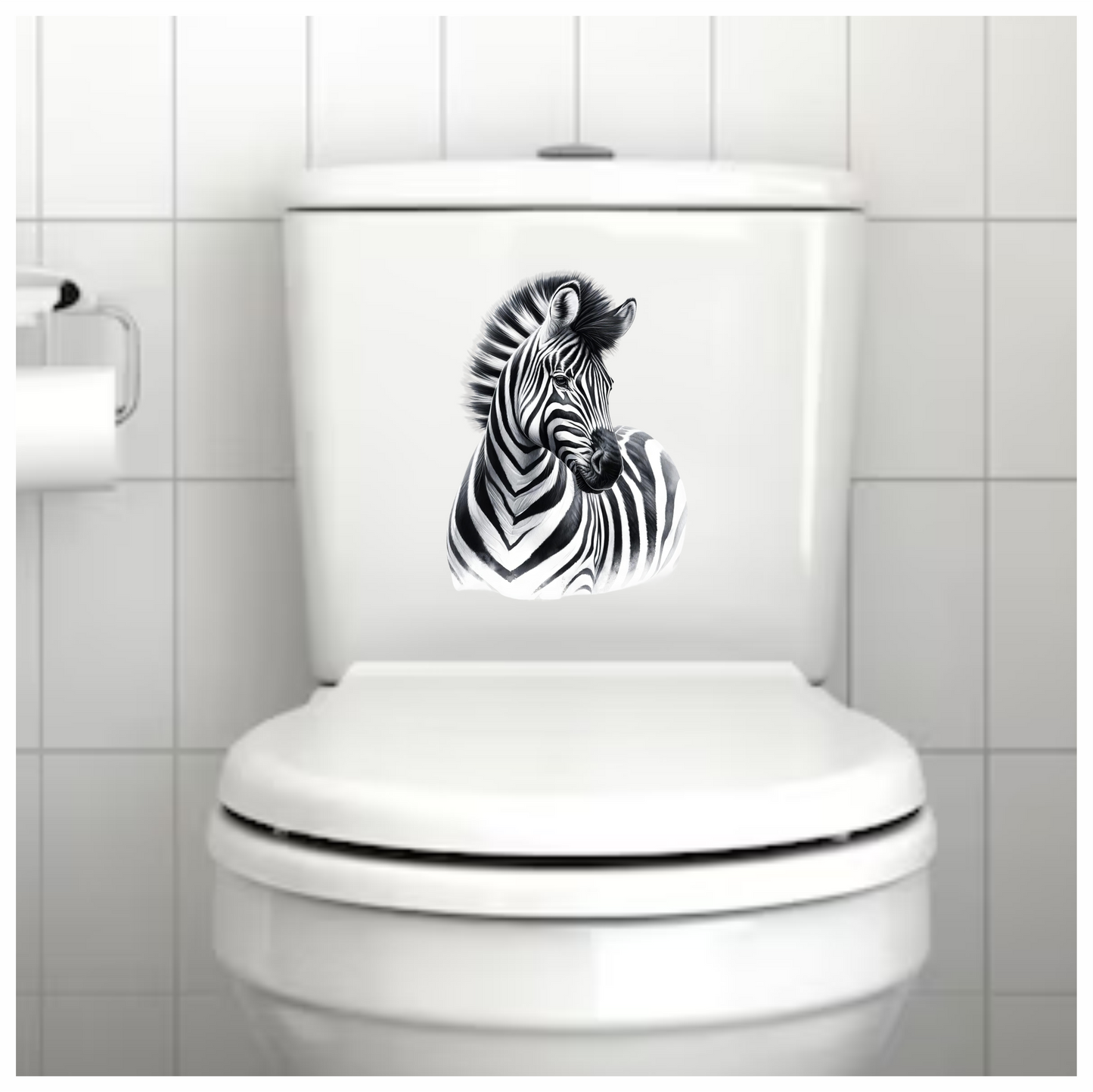 Black And White Plains Zebra Portrait Vinyl Sticker Decal.