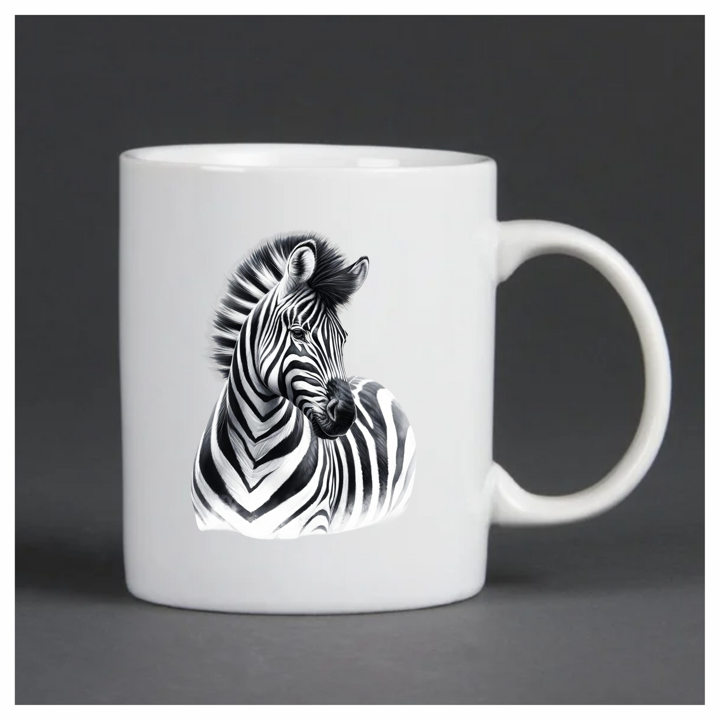 Black And White Plains Zebra Portrait Vinyl Sticker Decal.
