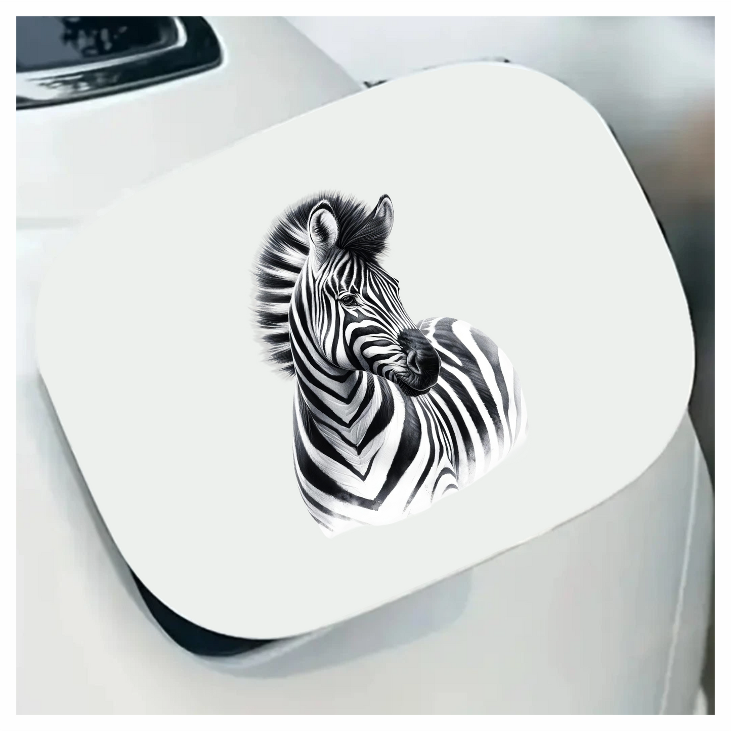 Black And White Plains Zebra Portrait Vinyl Sticker Decal.