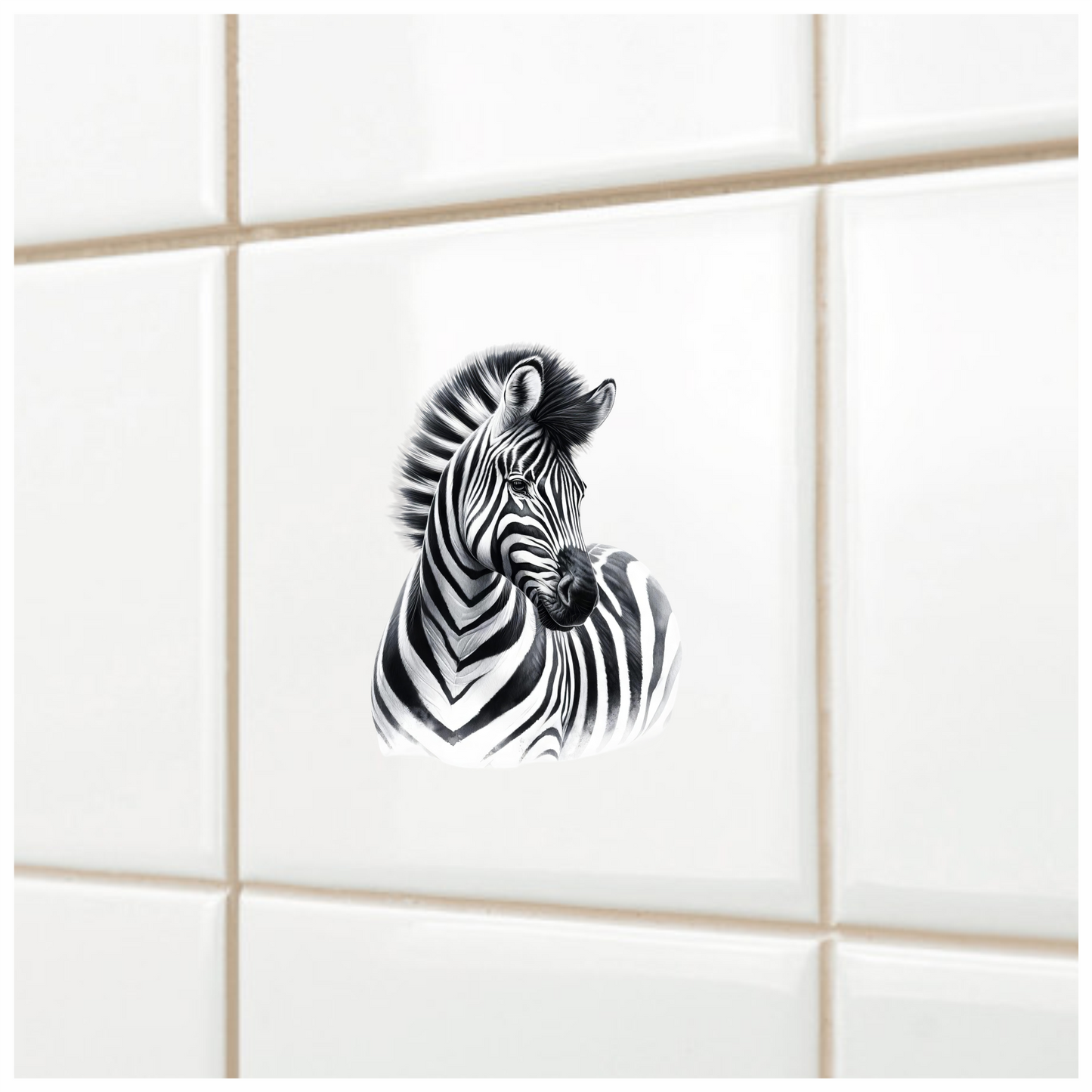 Black And White Plains Zebra Portrait Vinyl Sticker Decal.