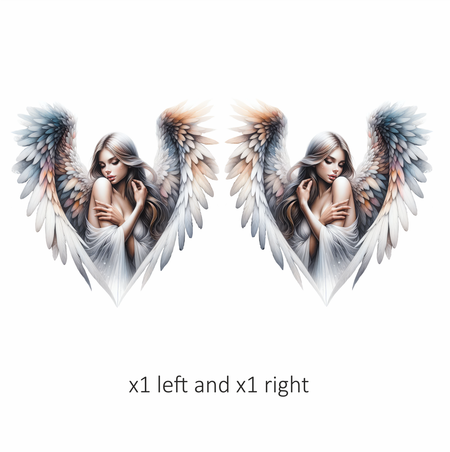 Angel Woman With White Wings Vinyl Sticker Decal.