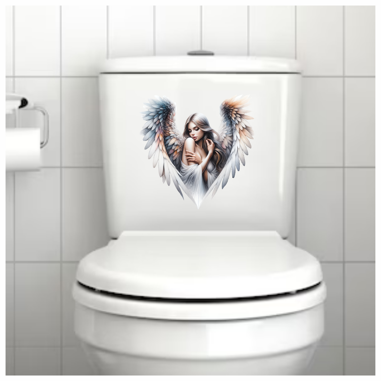 Angel Woman With White Wings Vinyl Sticker Decal.