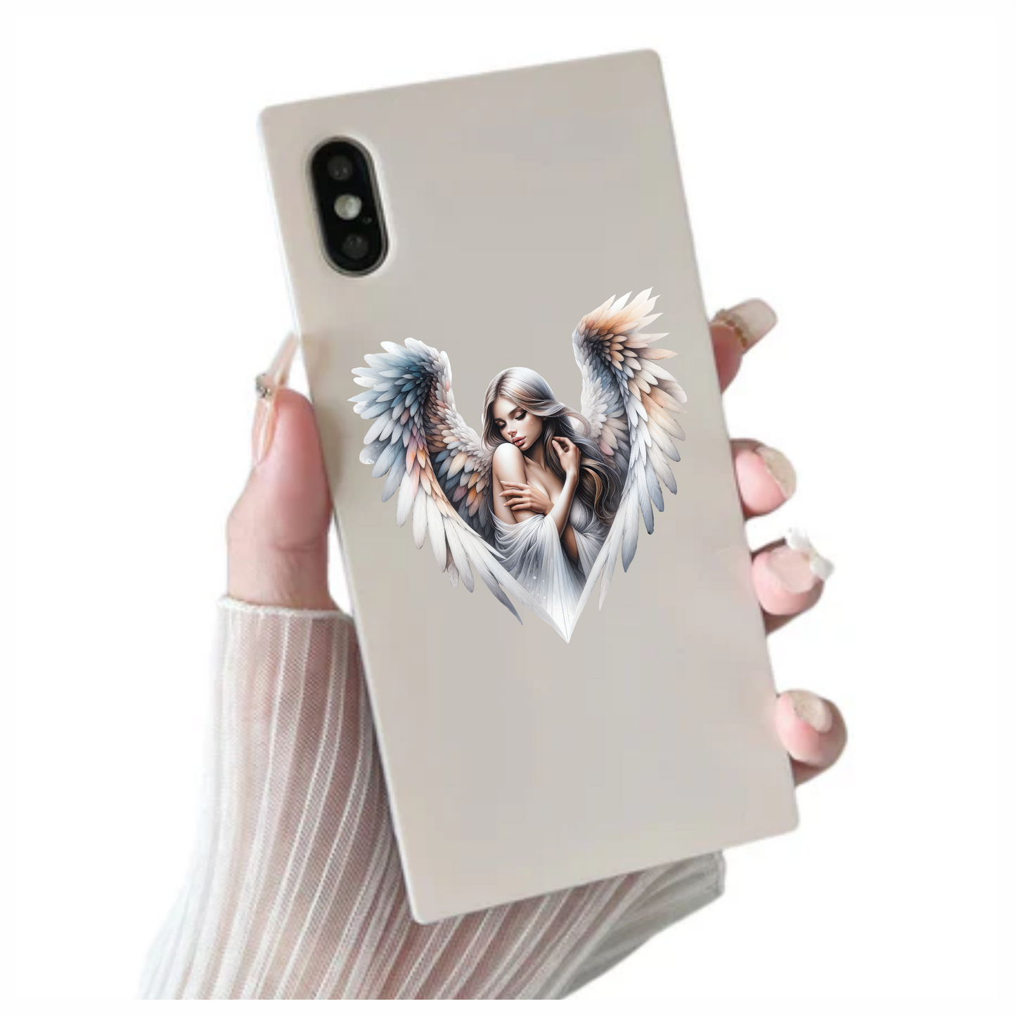 Angel Woman With White Wings Vinyl Sticker Decal.