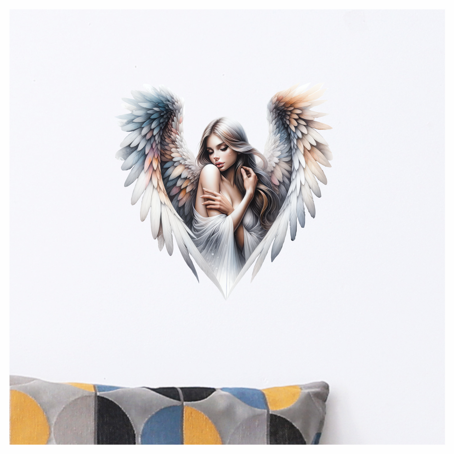Angel Woman With White Wings Vinyl Sticker Decal.