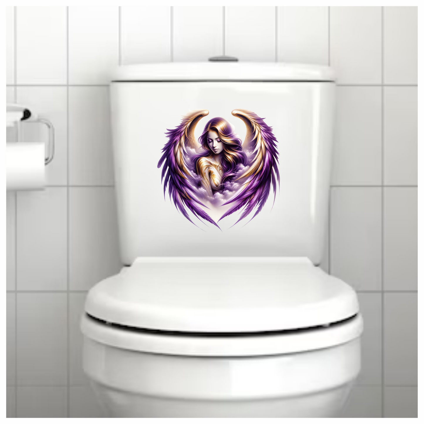 Angel Woman With Purple Wings Vinyl Sticker Decal.