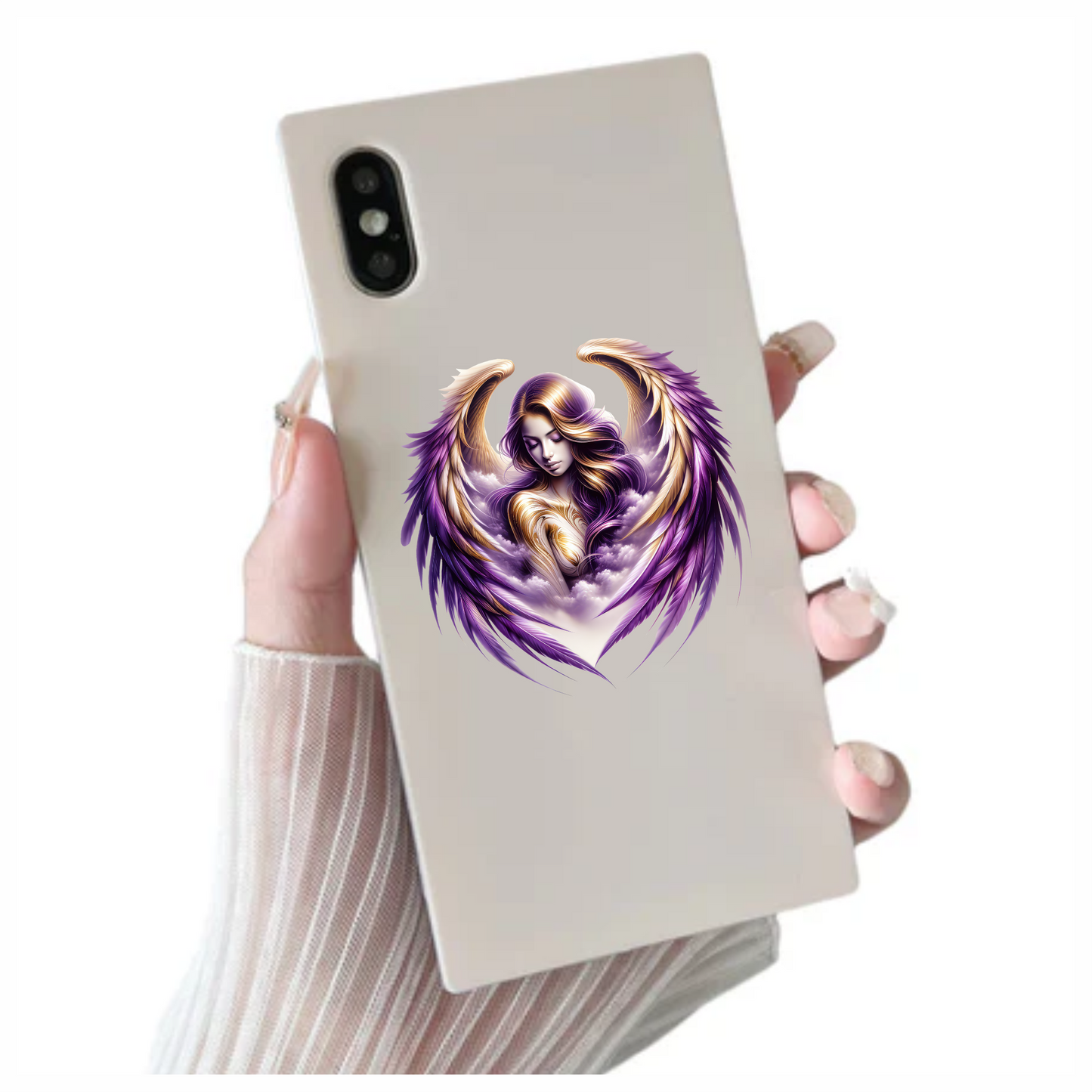 Angel Woman With Purple Wings Vinyl Sticker Decal.