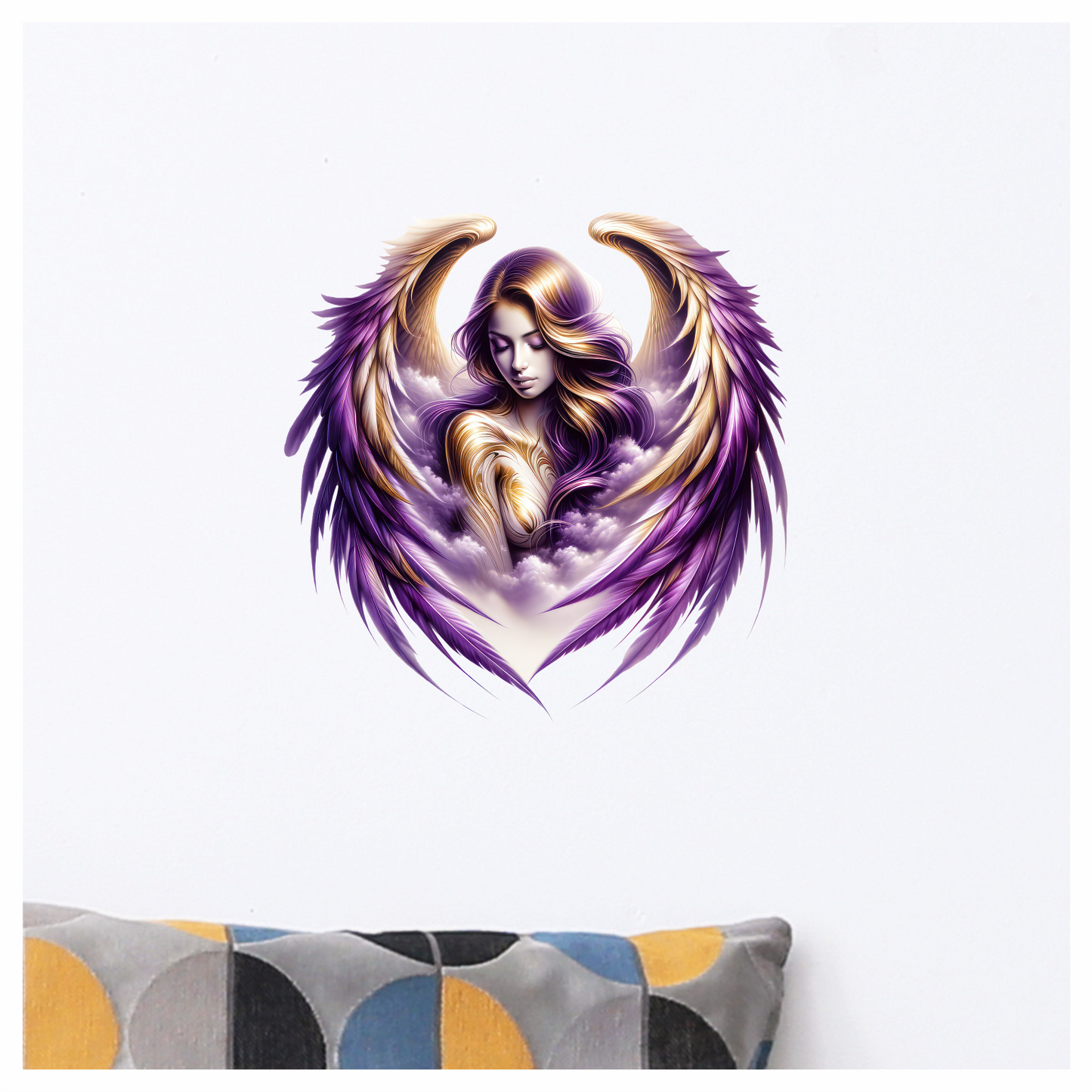 Angel Woman With Purple Wings Vinyl Sticker Decal.