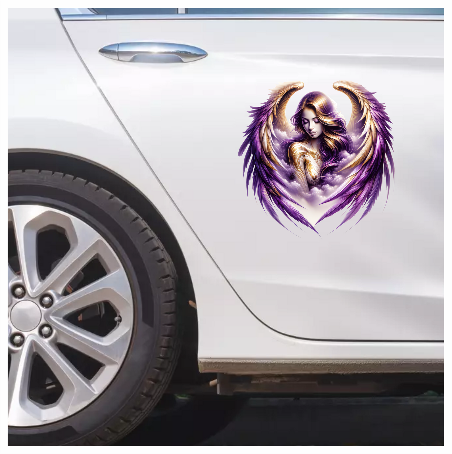 Angel Woman With Purple Wings Vinyl Sticker Decal.