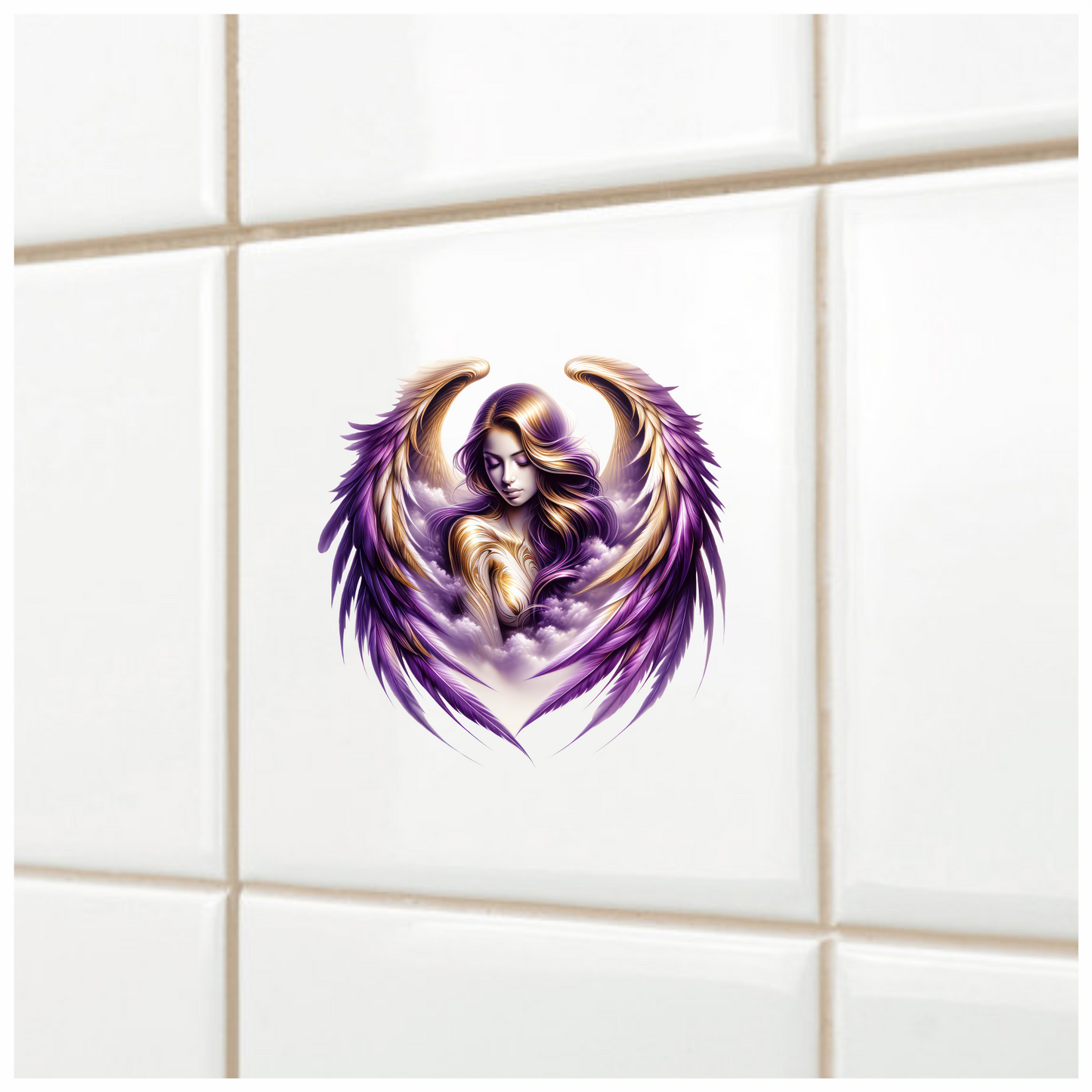 Angel Woman With Purple Wings Vinyl Sticker Decal.