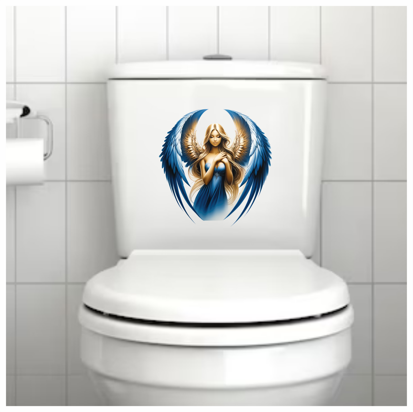 Angel Woman With Blue Wings Vinyl Sticker Decal.