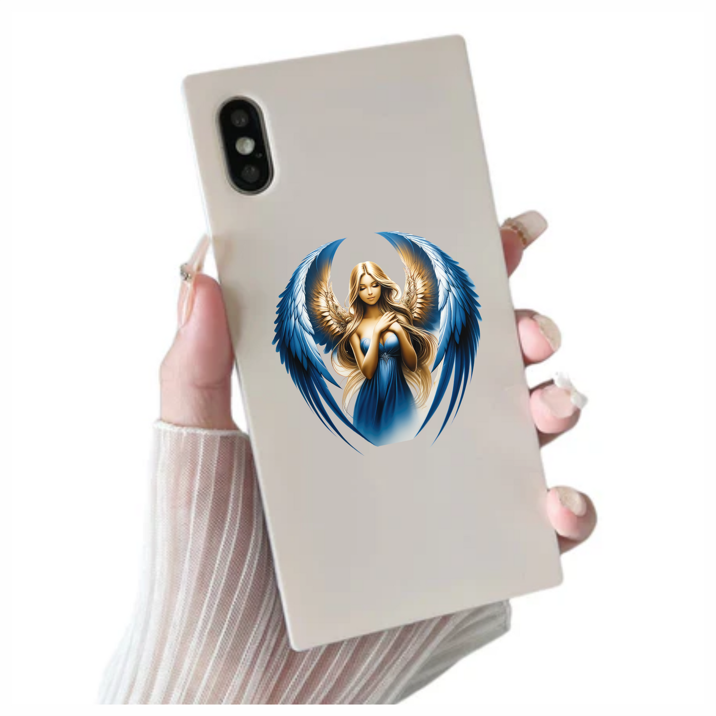 Angel Woman With Blue Wings Vinyl Sticker Decal.