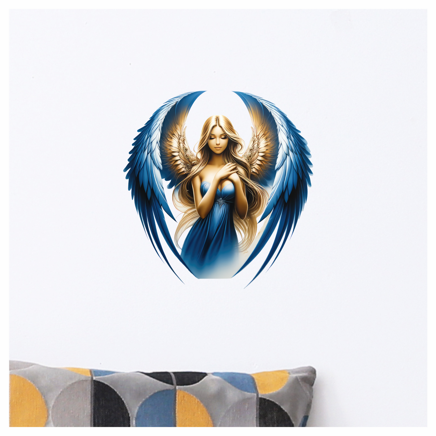 Angel Woman With Blue Wings Vinyl Sticker Decal.