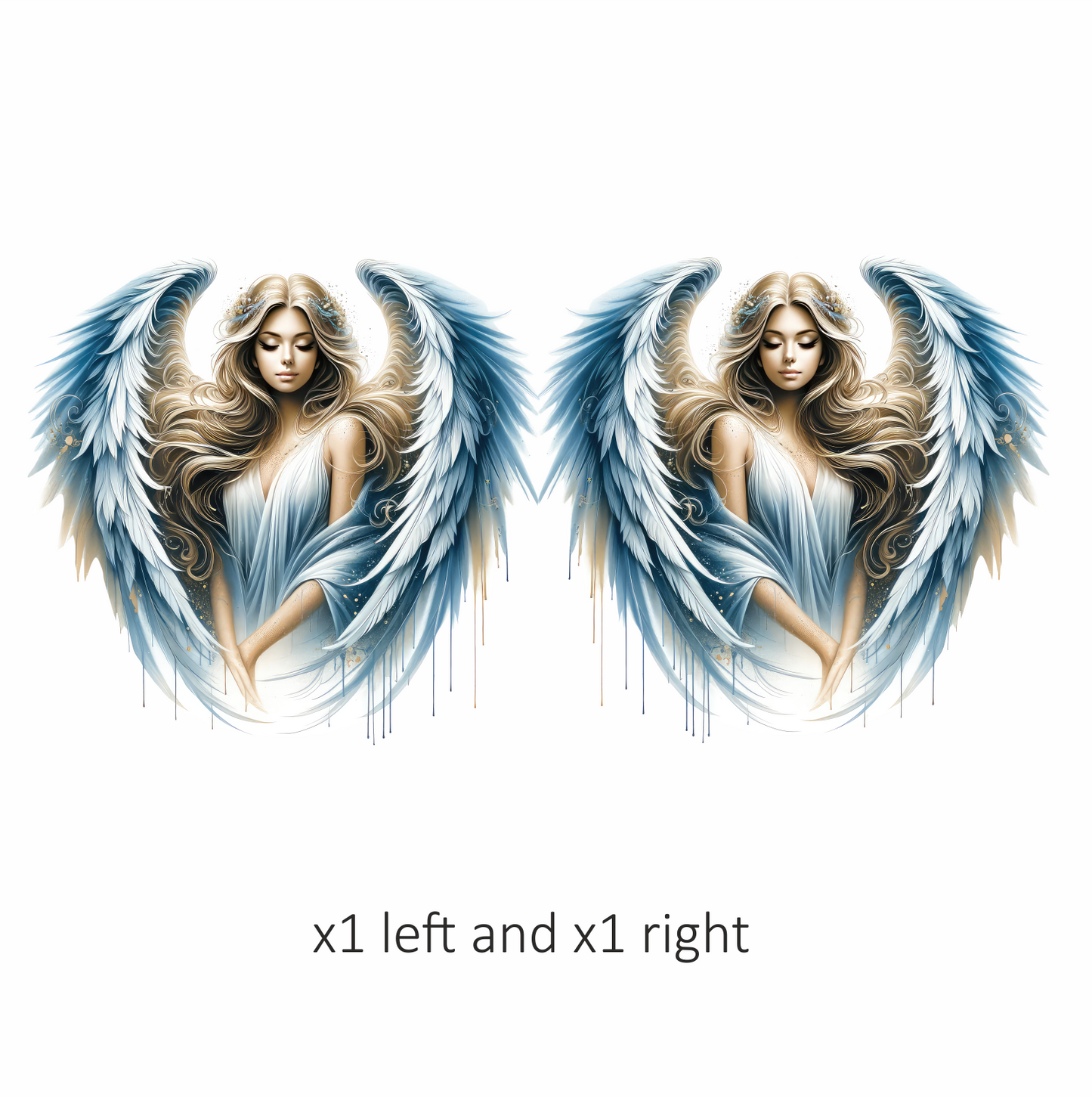 Angel Woman With Blue Wings Vinyl Sticker Decal.
