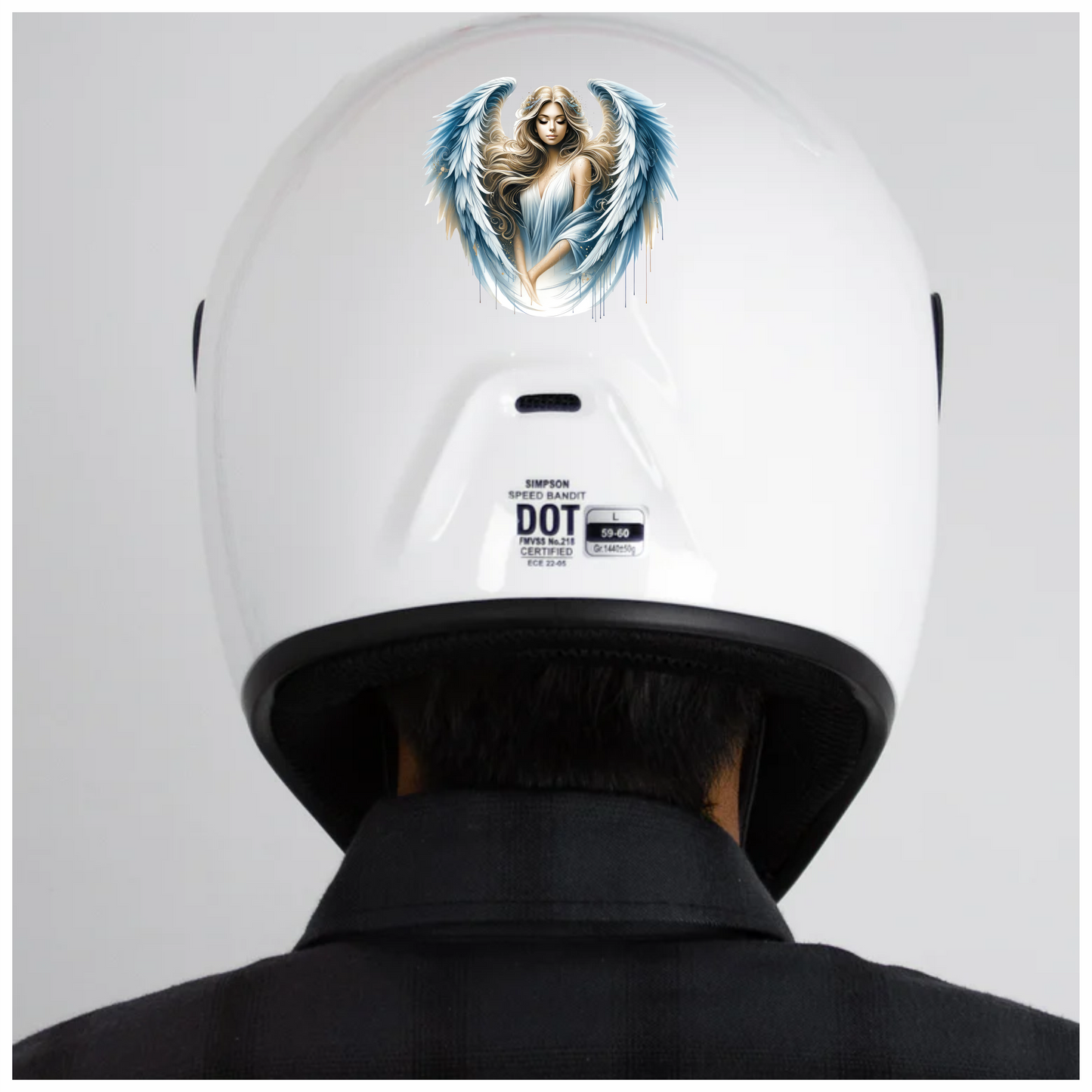 Angel Woman With Blue Wings Vinyl Sticker Decal.