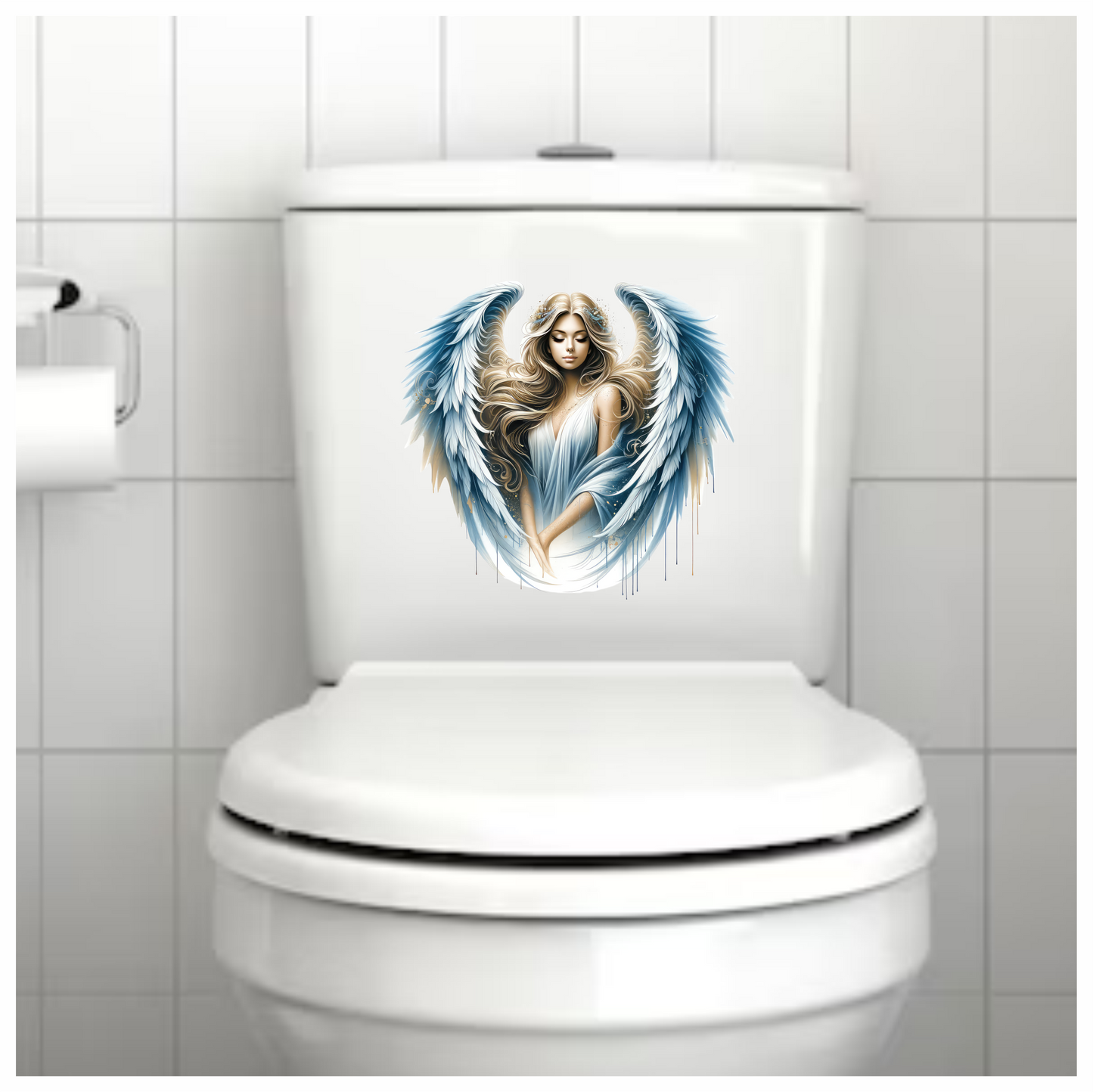 Angel Woman With Blue Wings Vinyl Sticker Decal.