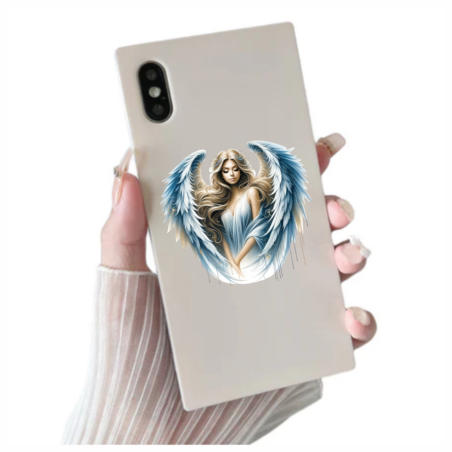 Angel Woman With Blue Wings Vinyl Sticker Decal.