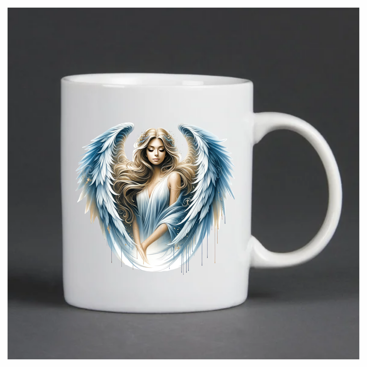 Angel Woman With Blue Wings Vinyl Sticker Decal.