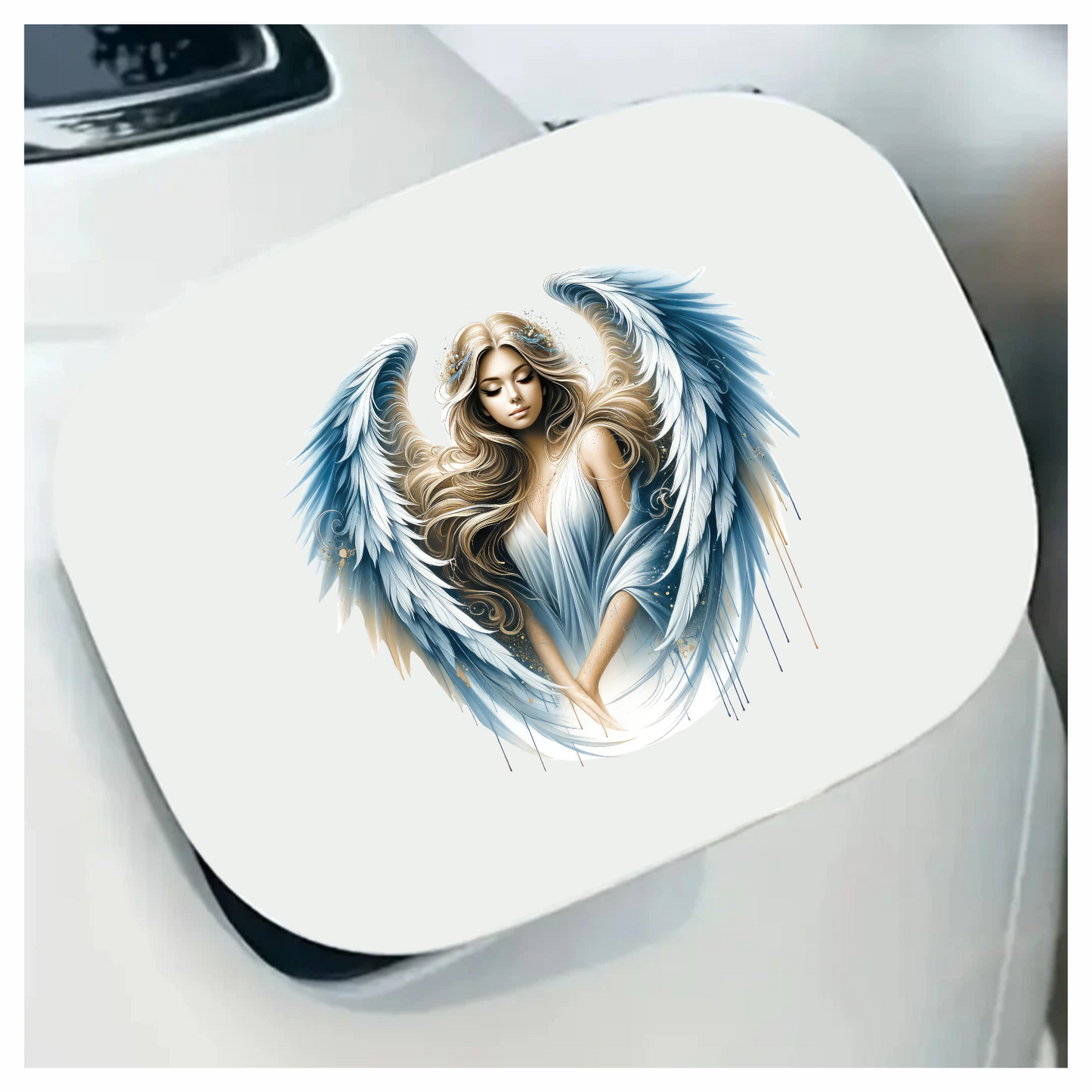 Angel Woman With Blue Wings Vinyl Sticker Decal.