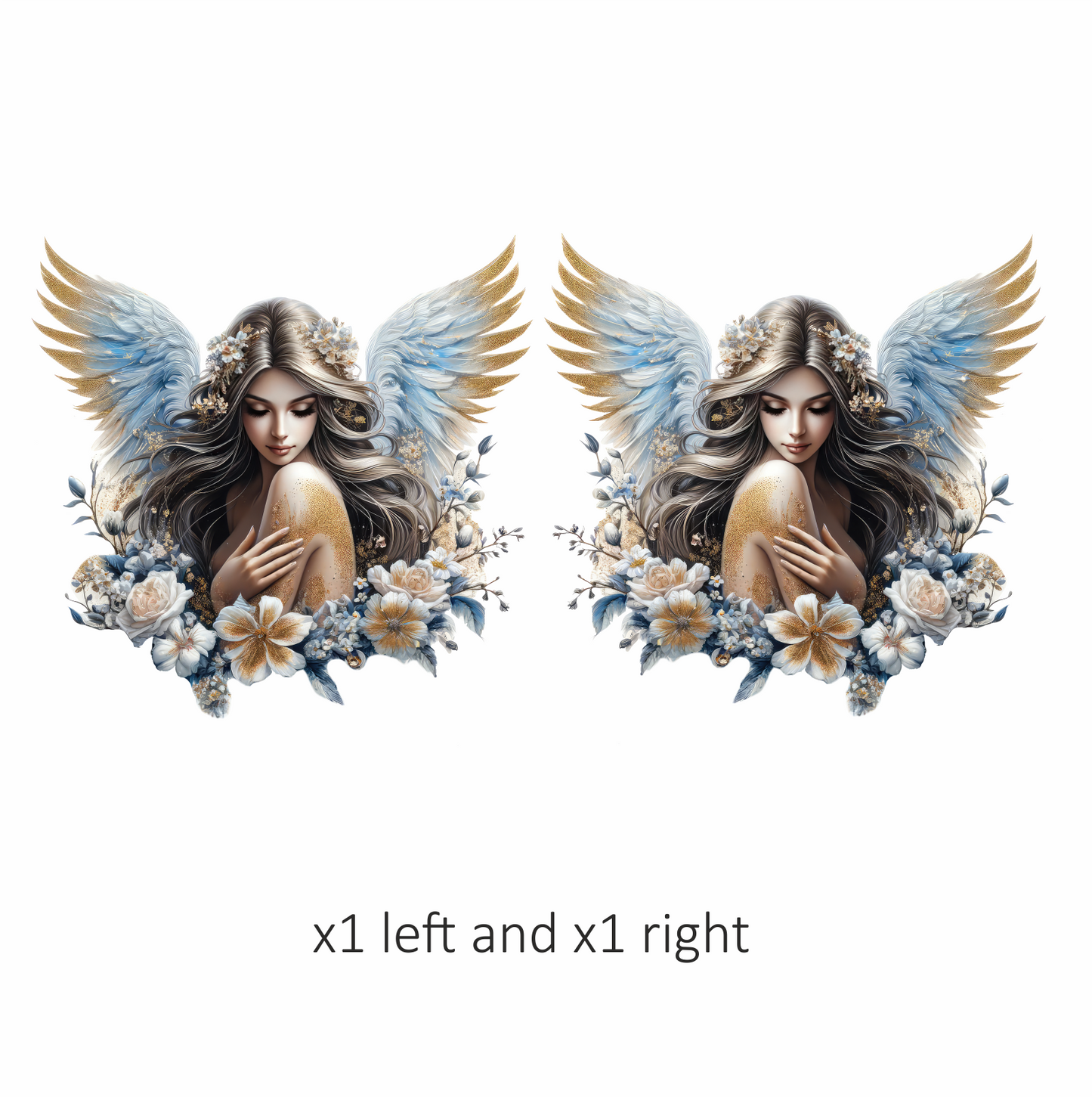 Angel Woman With Blue Wings Vinyl Sticker Decal.